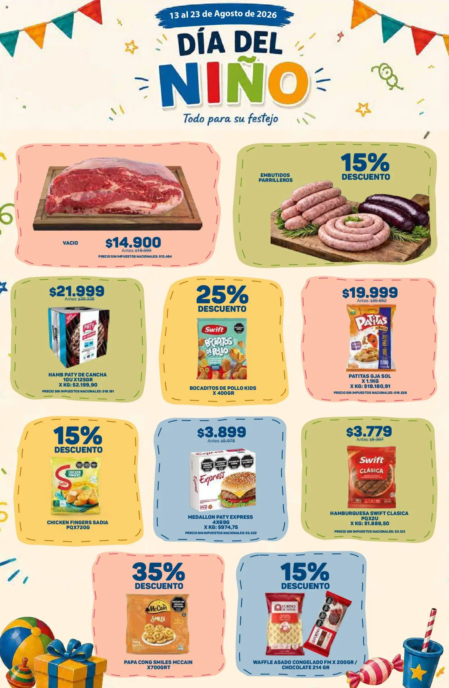 Makro Ofertas dia del nino │ válido desde el 14/08/2026 | Página: 2 | Productos: Embutidos, Papa, Hamburguesa, Chocolate