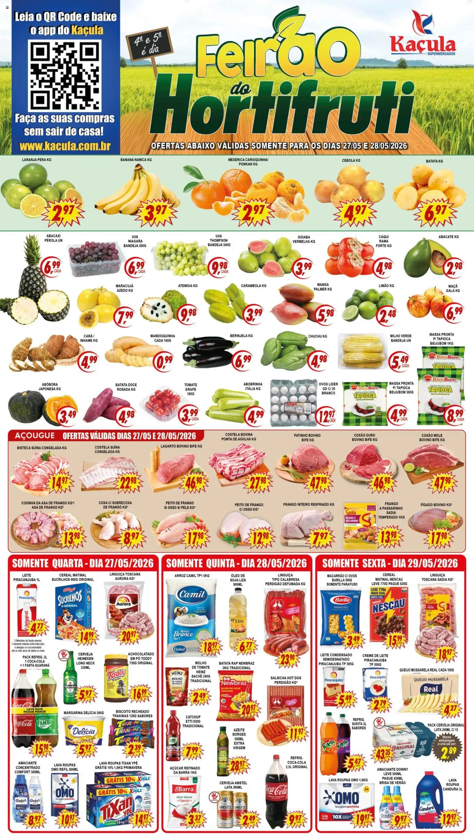 Kaçula Folheto - válido de 27.05.2026 | Página: 1 | Produtos: Goiaba, Milho verde, Leite condensado, Peito de frango