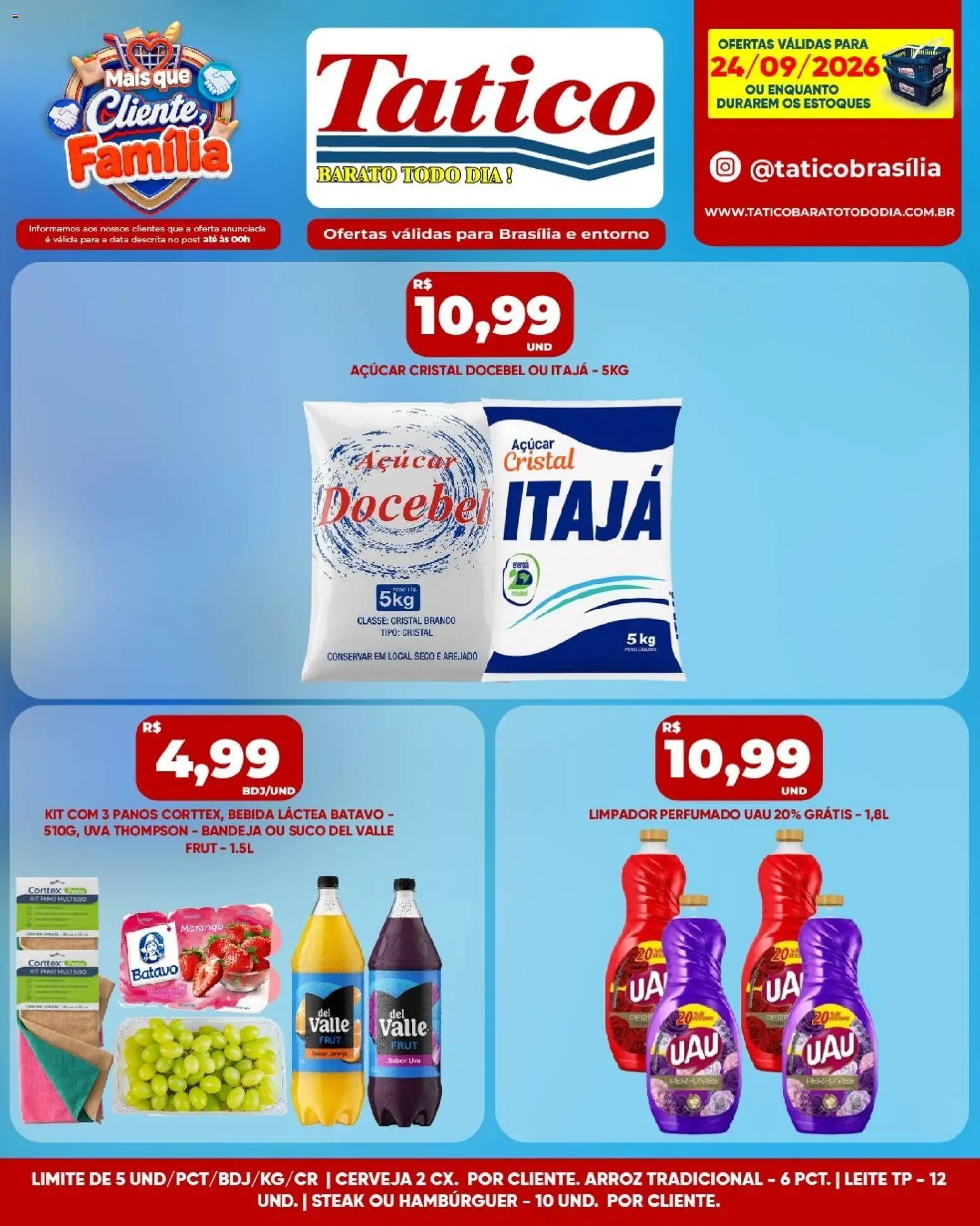 Tatico Folheto - válido de 24/09/2026 | Página: 5 | Produtos: Arroz, Hambúrguer, Bandeja, Açúcar