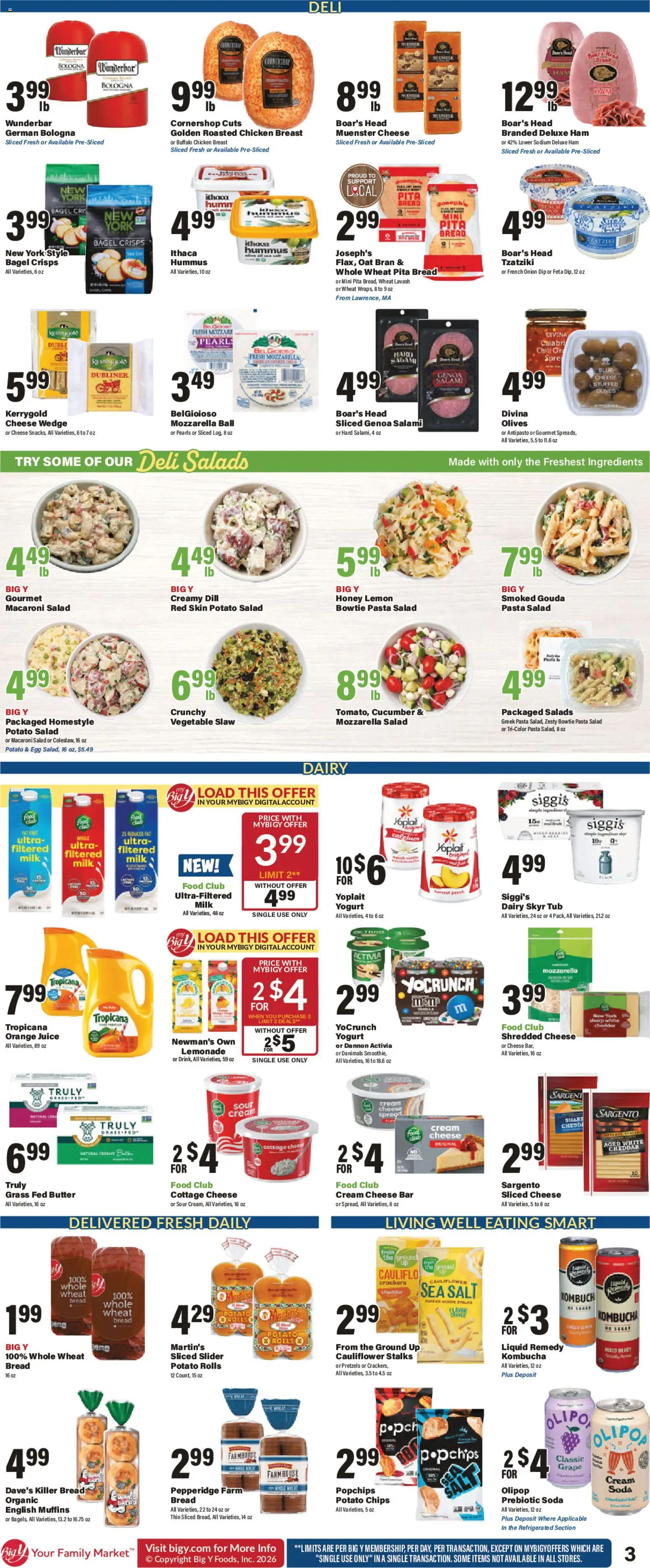 Big Y Weekly Ad - valid from 08/06/2026 | Page: 5 | Products: Butter, Cheese, Bread, Pasta