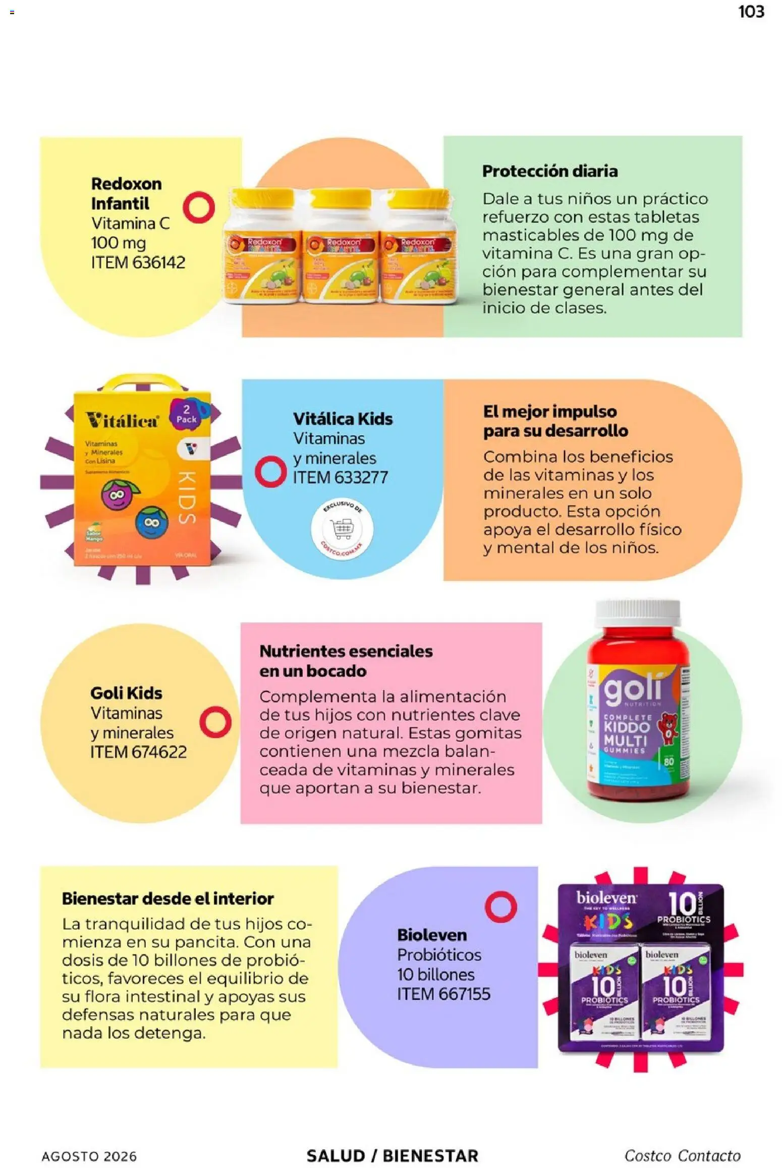 Nuevas ofertas de Costco válidas en toda la República Mexicana desde el 01/08/2026. ¡Encuentra las mejores ofertas en Costco catálogo Agosto! | Página: 103 | Productos: Vitaminas, Probióticos, Gomitas