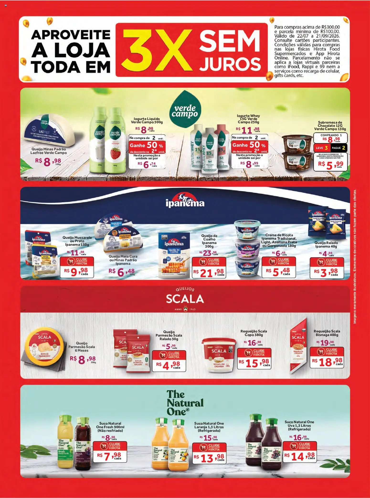 Hirota Food Folheto - válido de 22/07/2026 | Página: 3 | Produtos: Queijo, Suco, Queijo ralado, Requeijão
