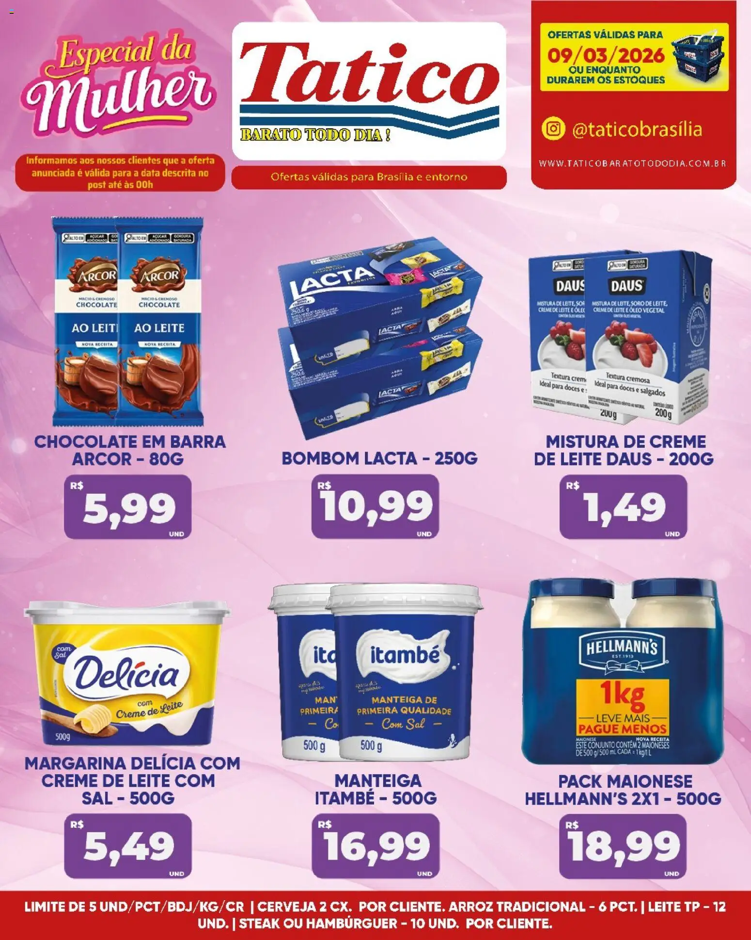 Tatico Folheto - válido de 09.03.2026 | Página: 5 | Produtos: Creme, Hambúrguer, Maionese, Bombom
