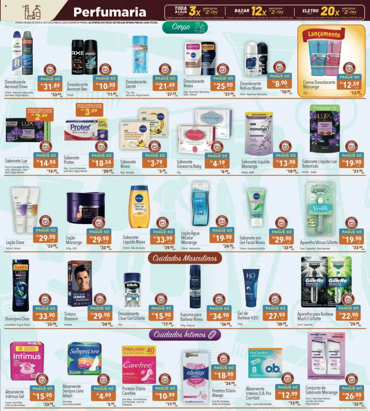 Supermercados Condor Folheto - válido de 29/06/2026 | Página: 25 | Produtos: Shampoo, Dove, Sempre Livre, Sabonete líquido