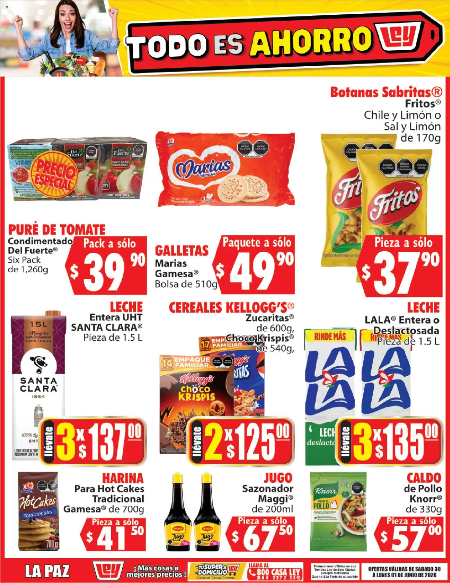 Nuevas ofertas de Casa Ley válidas en toda la República Mexicana desde el 30.05.2026. ¡Encuentra las mejores ofertas en Casa Ley folleto Todo es ahorro! | Página: 2 | Productos: Tomate, Leche, Jugo, Cereales