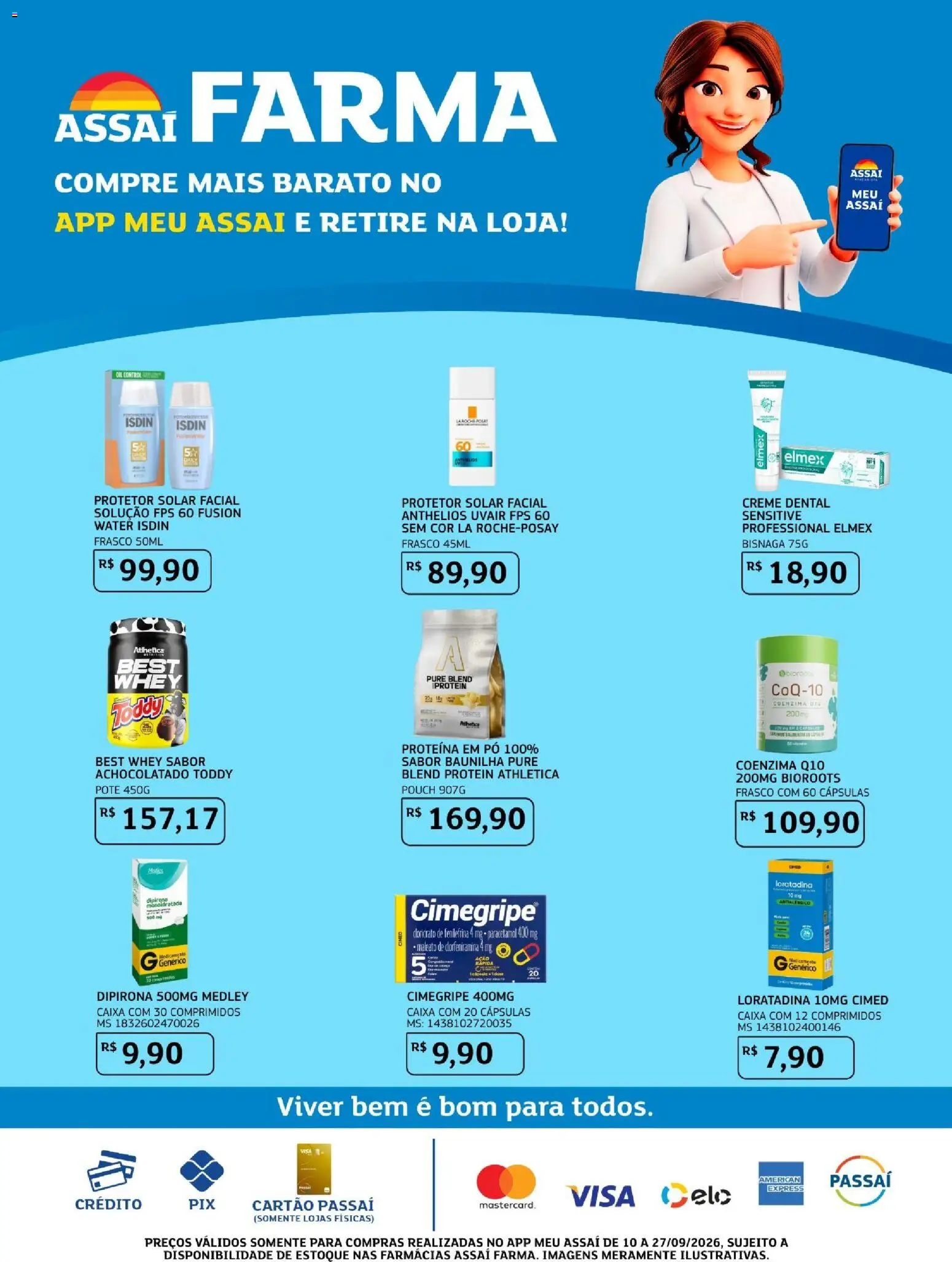 Assaí Atacadista Folheto - válido de 10/09/2026 | Página: 1 | Produtos: Protetor solar, Achocolatado, Creme, Proteína