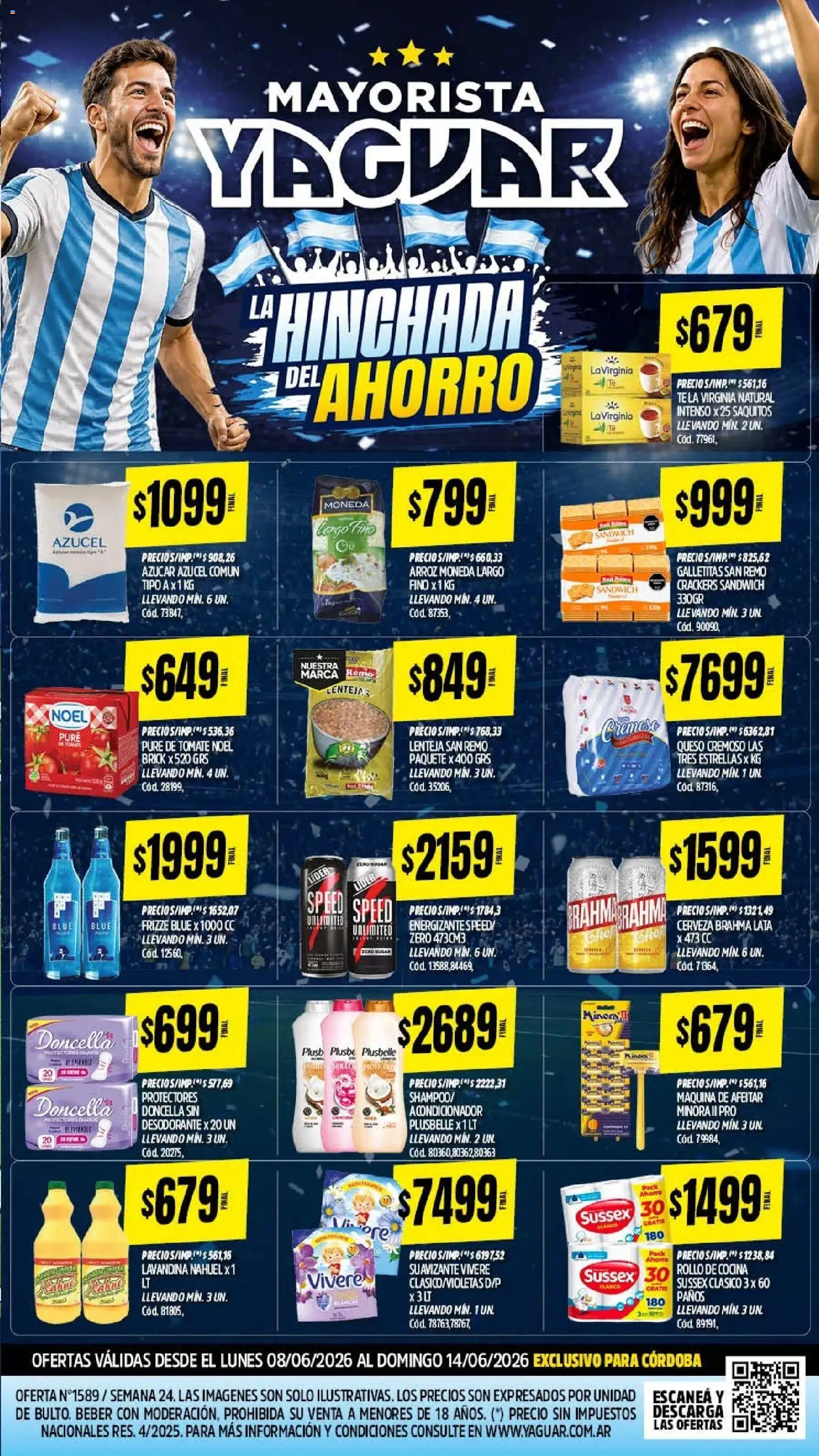 Yaguar - Oferta Semanal Córdoba │ válido desde el 08.06.2026 | Página: 2 | Productos: Lavandina, Maquina de afeitar, Tomate, Queso