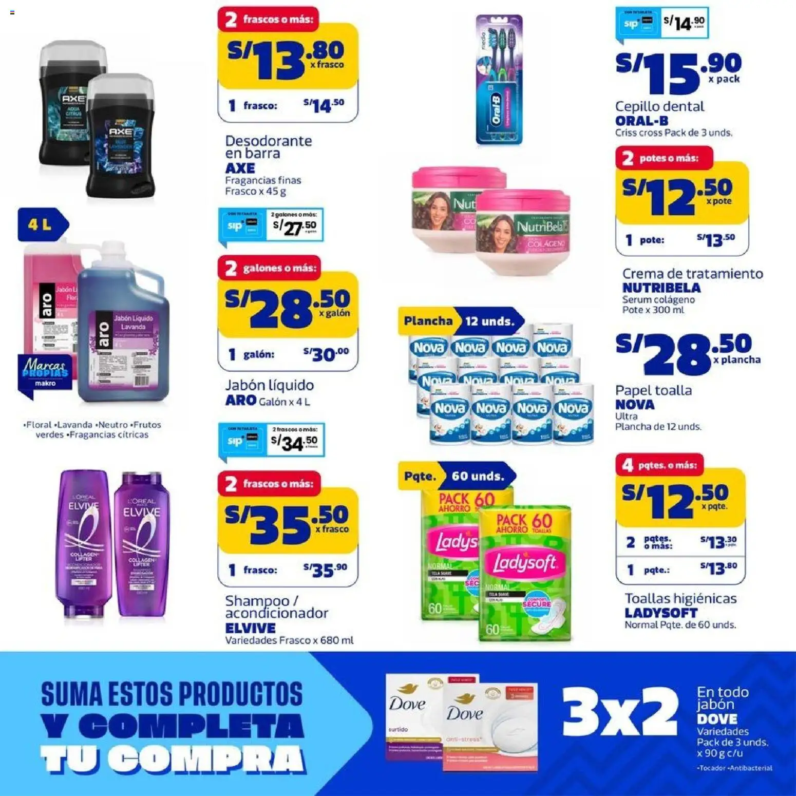Catálogo Makro válido desde 13/08/2026 | Página: 21 | Productos: Shampoo, Acondicionador, Desodorante, Crema