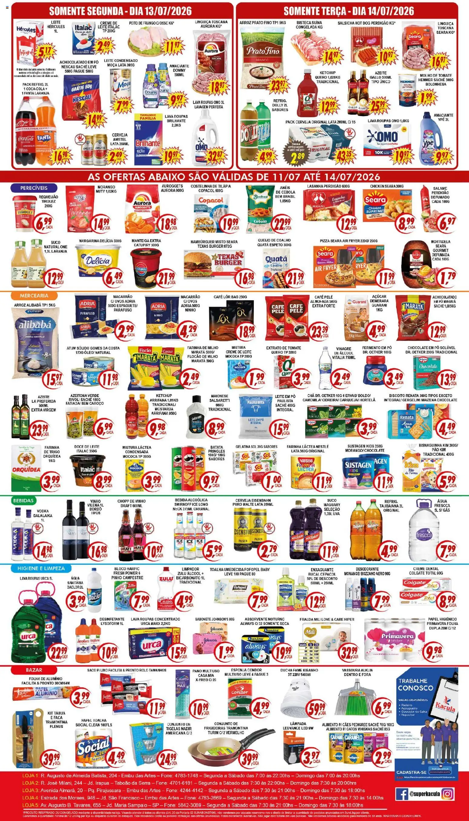 Kaçula Folheto - válido de 11/07/2026 | Página: 2 | Produtos: Esponja, Nescau, Molho de tomate, Almofada