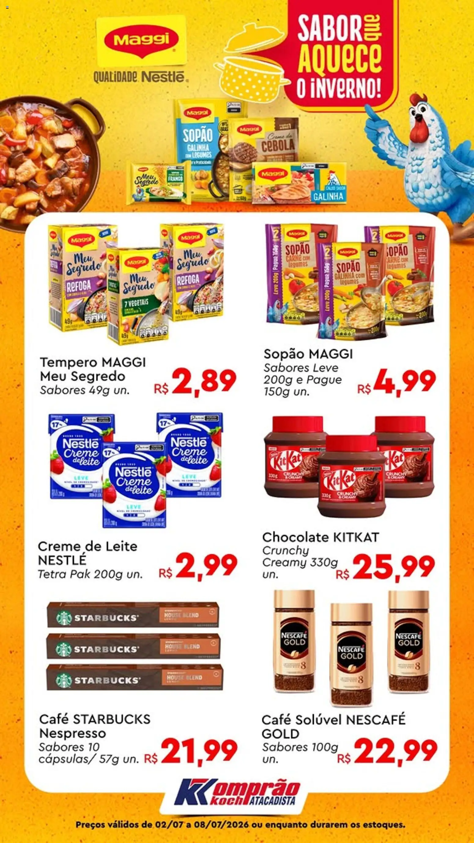 Komprao Atacadista Folheto - válido de 02/07/2026 | Página: 1 | Produtos: Cebola, Leite, Carne, Creme de leite