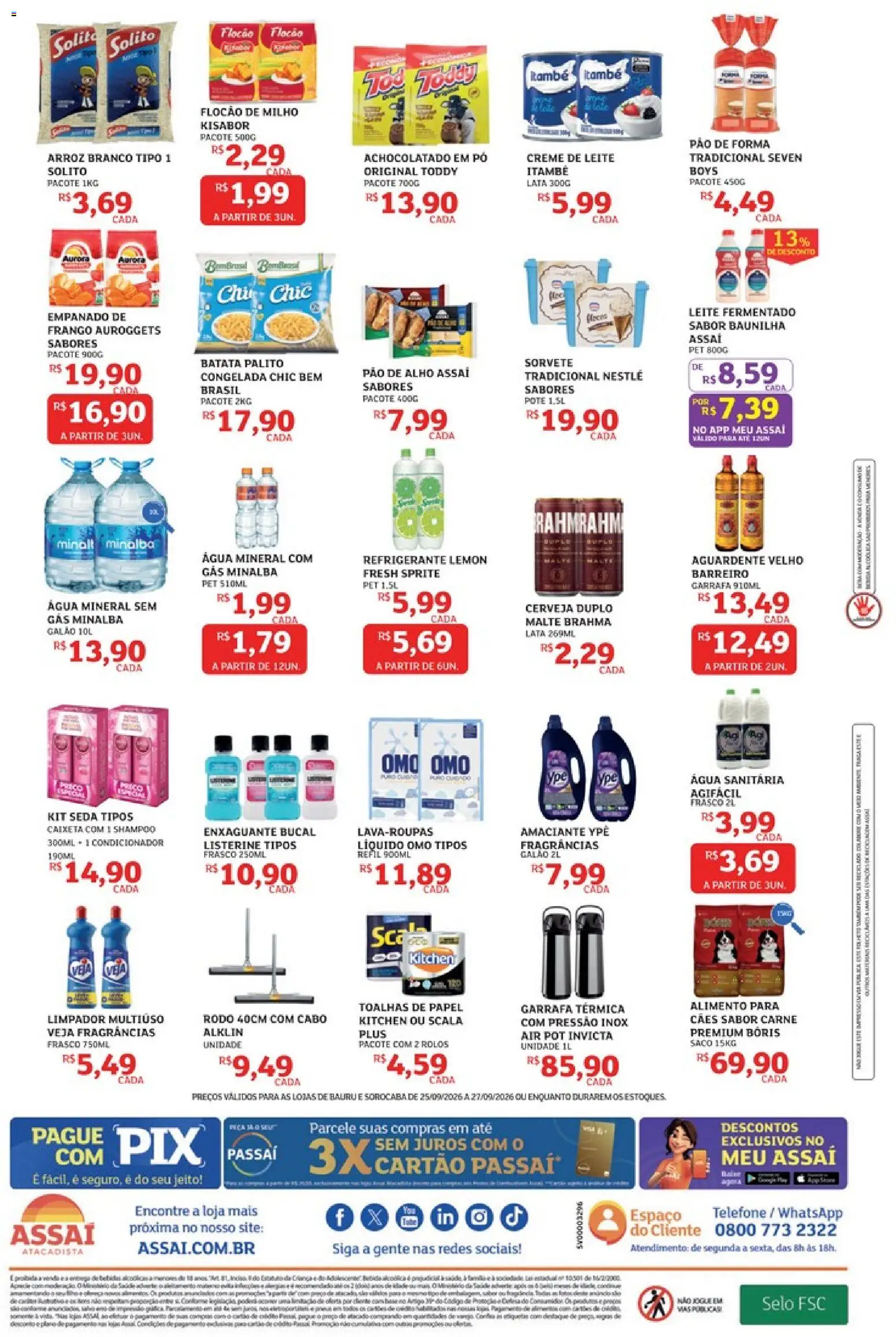 Assaí Atacadista Folheto - válido de 25/09/2026 | Página: 2 | Produtos: Limpador multiuso, Pao de alho, Garrafa térmica, Amaciante