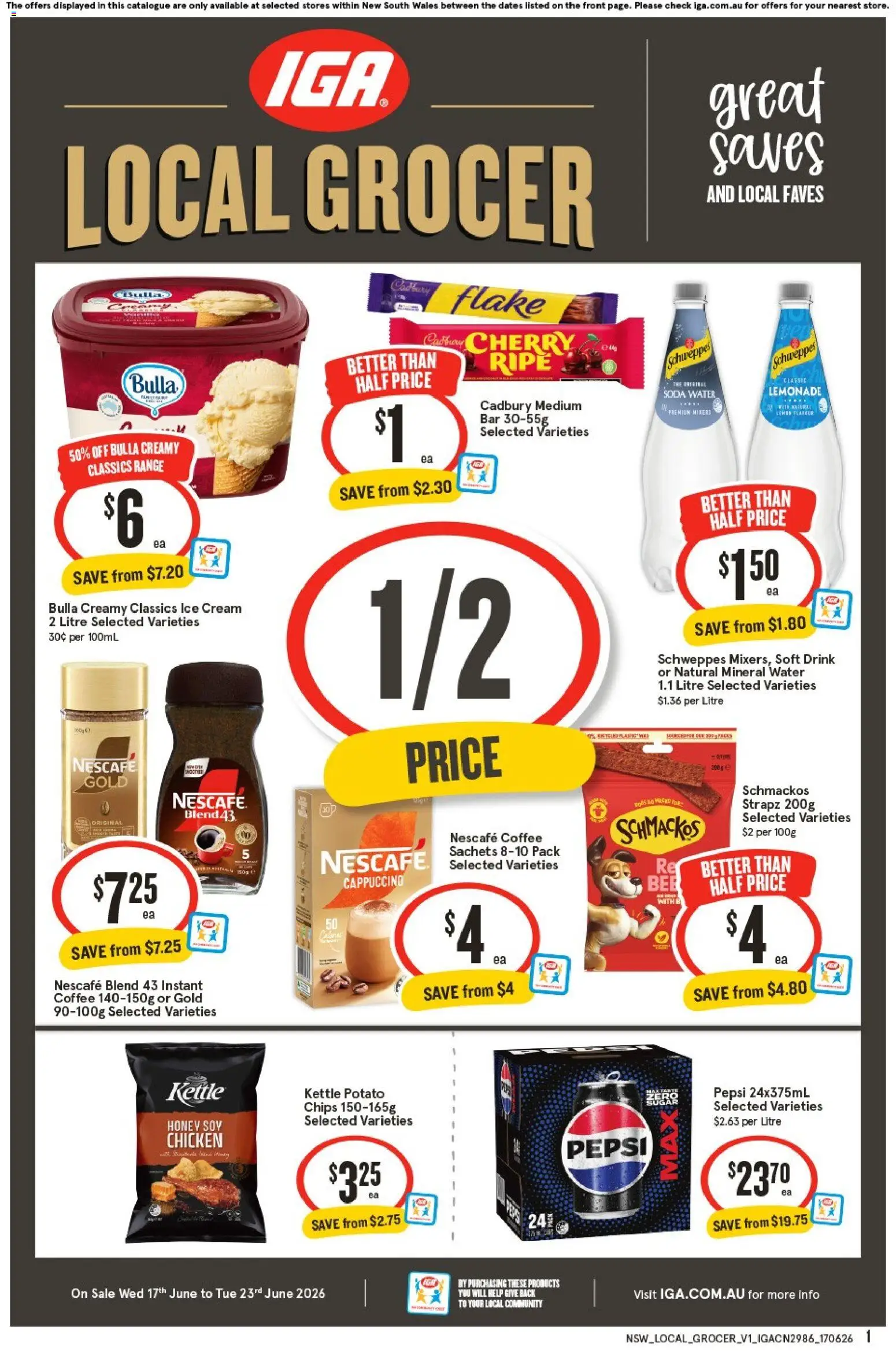 IGA catalogue - valid from 17.06.2026 | Page: 1 | Products: Coffee, Honey, Ice cream, Kettle