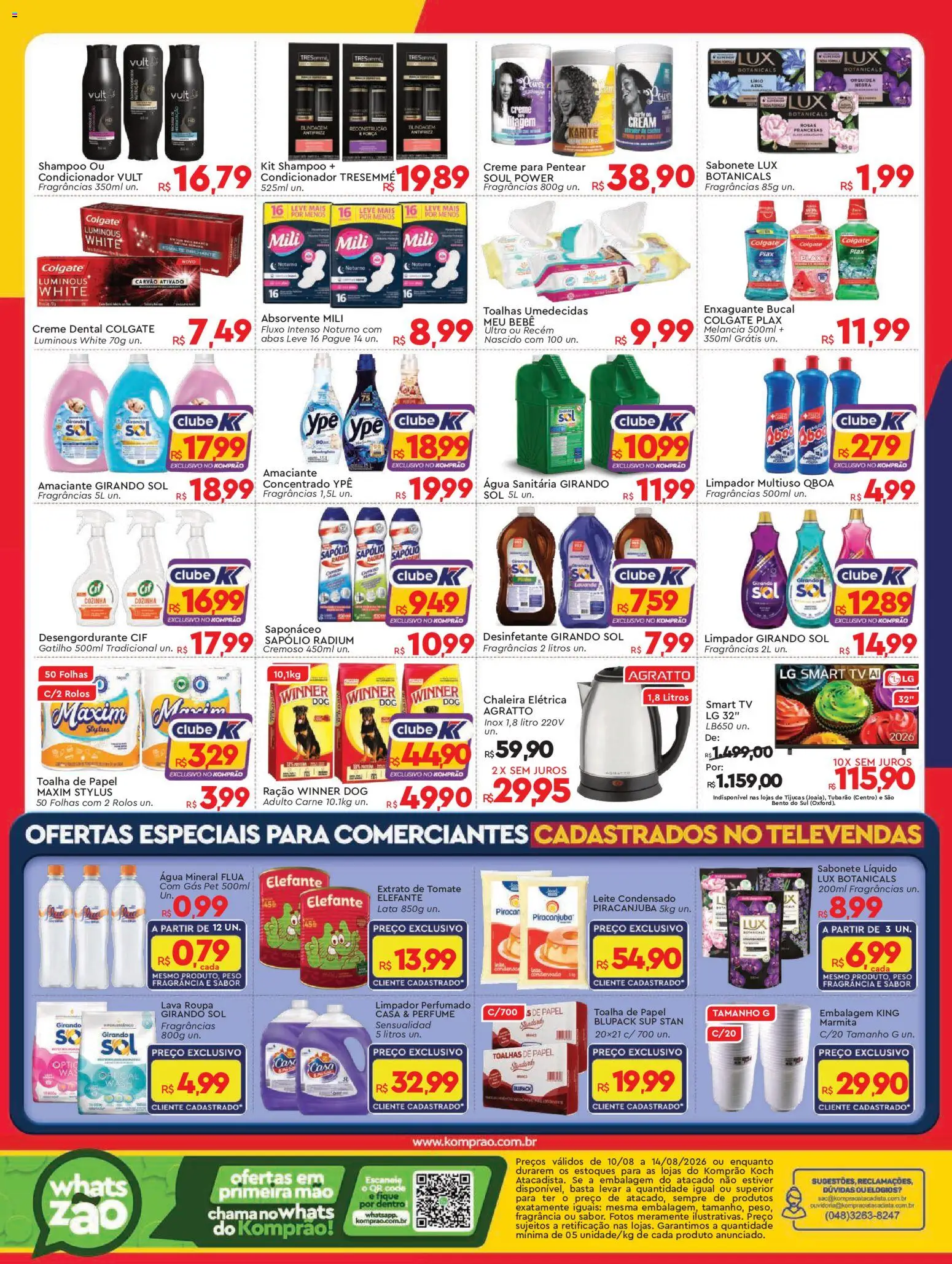Komprao Atacadista Folheto - válido de 10/08/2026 | Página: 4 | Produtos: Tomate, Toalhas de papel, Tv, Ração