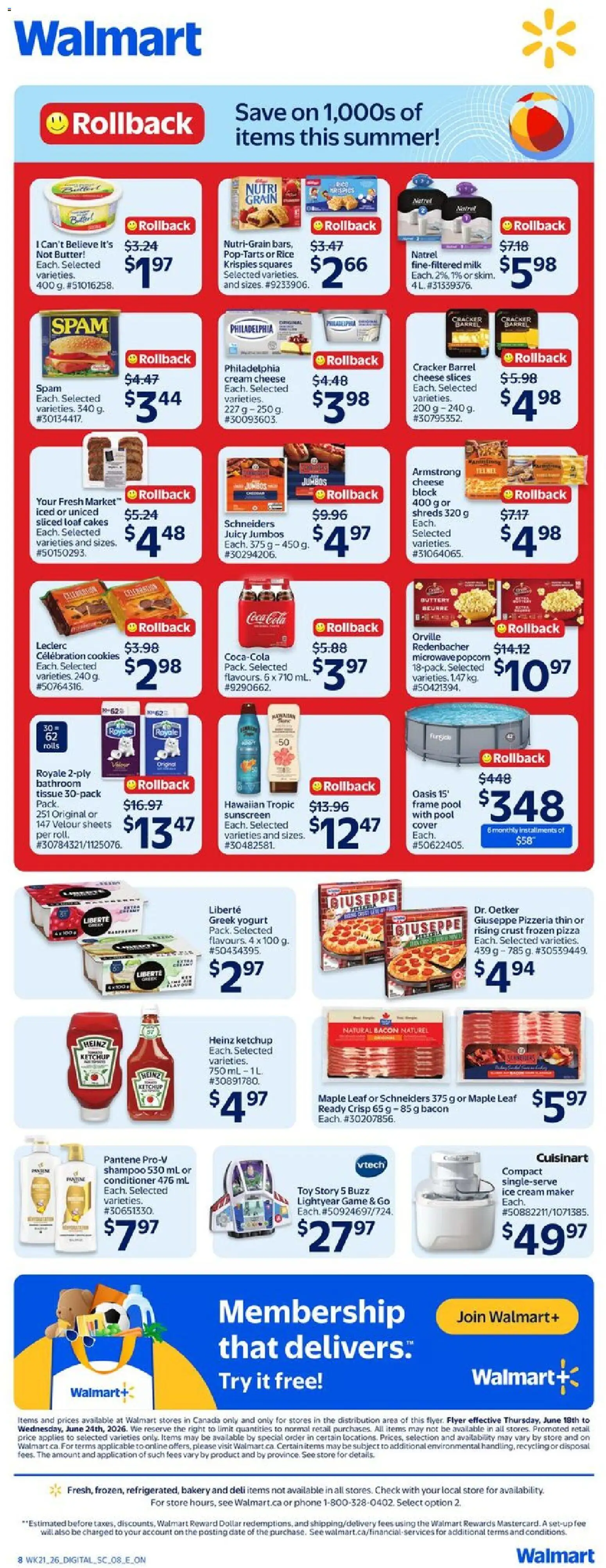Walmart flyer valid from 18.06.2026 | Page: 3 | Products: Cream, Ice cream, Conditioner, Yogurt