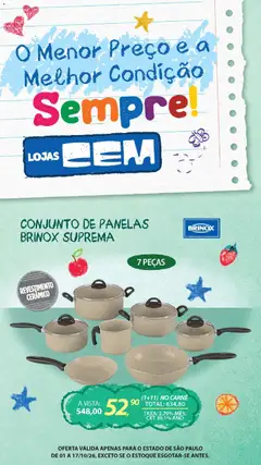 Lojas Cem - Ofertas atuais - Pré-Visualização do folheto da loja Lojas Cem, válido de 01/10/2026 | Página: 84 | Produtos: Conjunto de panelas, Panelas, Carne