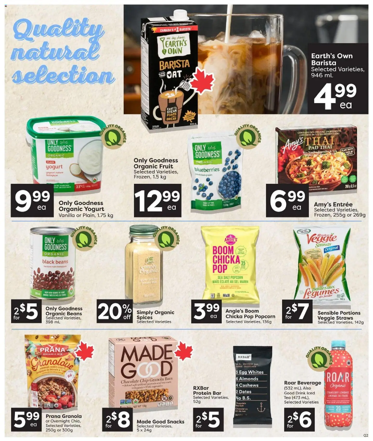 Quality Foods flyer valid from Aug 27, 2026 | Page: 8 | Products: Tea, Organic fruit, Tofu, Vegetables