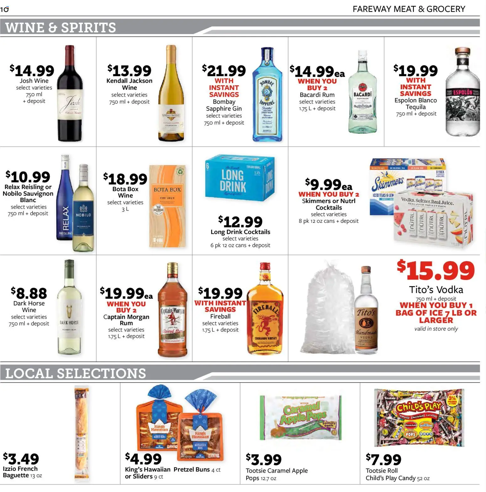 Fareway Weekly Ad - valid from 08/24/2026 | Page: 10 | Products: Bombay Sapphire, Meat, Vodka, Baguette