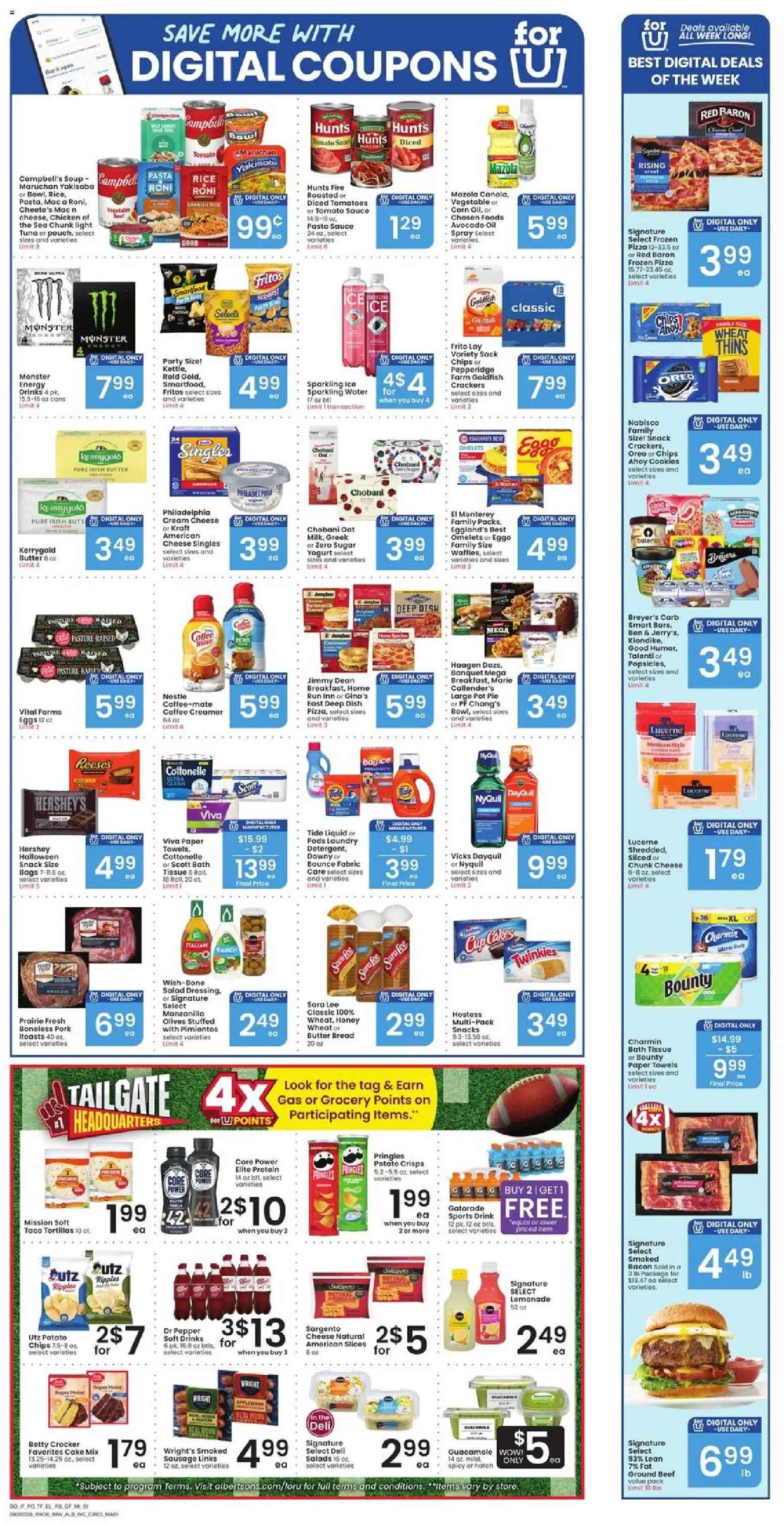 Albertsons Weekly Ad - valid from 09/09/2026 | Page: 4 | Products: Cream cheese, Cheese, Bread, Pasta
