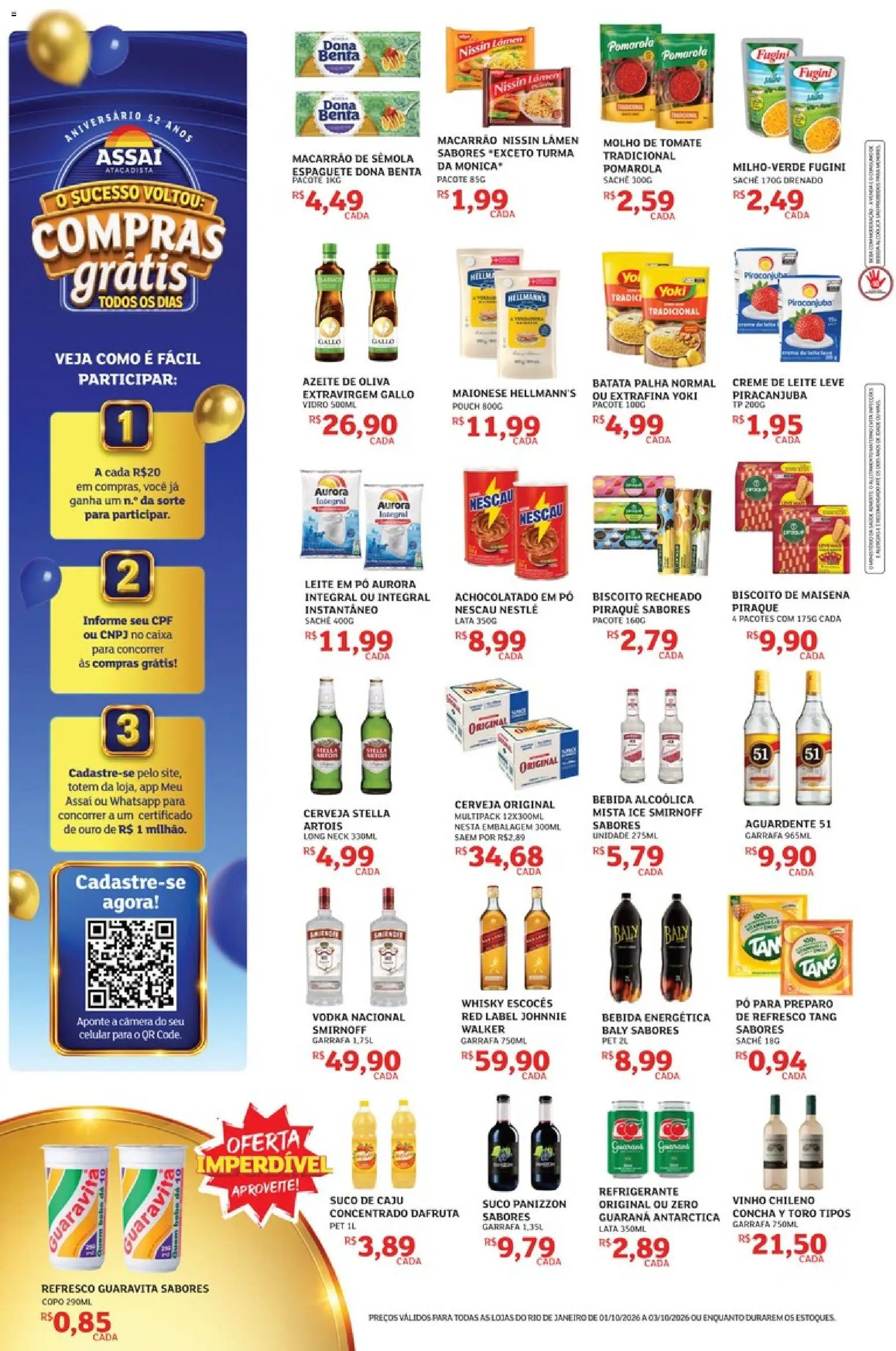 Assaí Atacadista Folheto - válido de 01/10/2026 | Página: 2 | Produtos: Nescau, Cerveja, Creme, Câmera