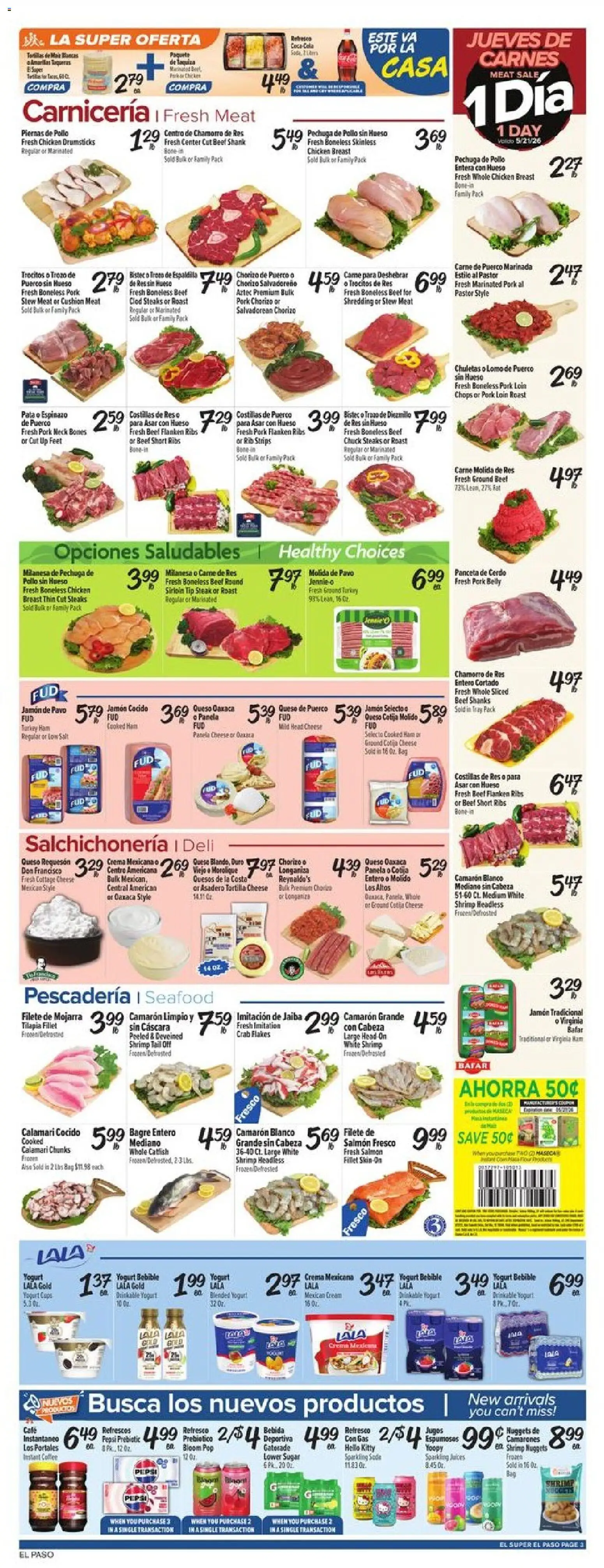 El Super Weekly Ad - TX - valid from 20.05.2026 | Page: 3 | Products: Cream, Cushion, Sugar, Bag