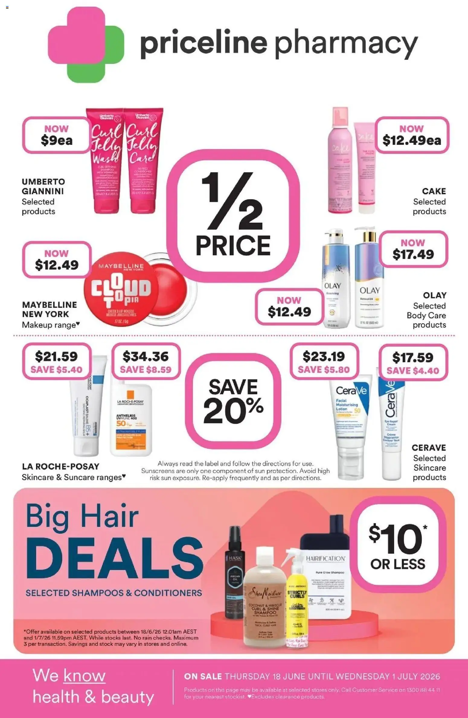 Priceline Pharmacy catalogue - valid from 17.06.2026 | Page: 1 | Products: Shampoo, Lotion, Makeup