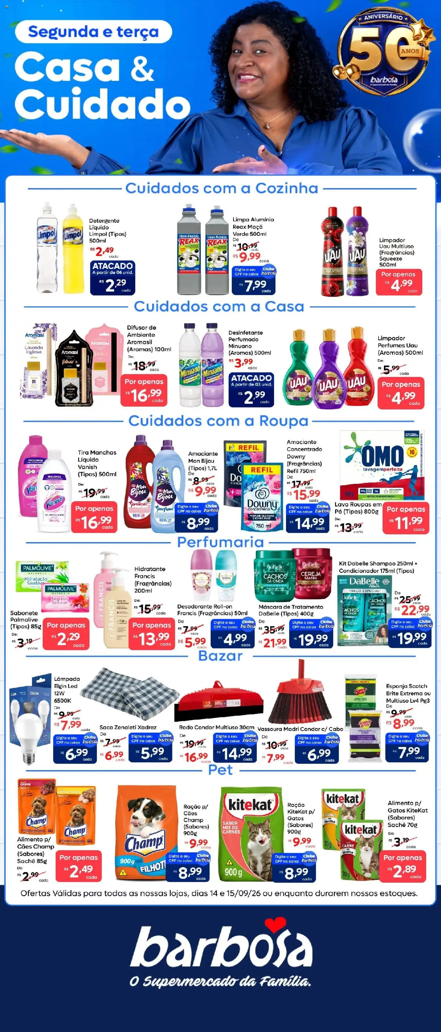 Barbosa Supermercados Folheto - válido de 14/09/2026 | Página: 1 | Produtos: Cereja, Tira manchas, Carne, Vassoura