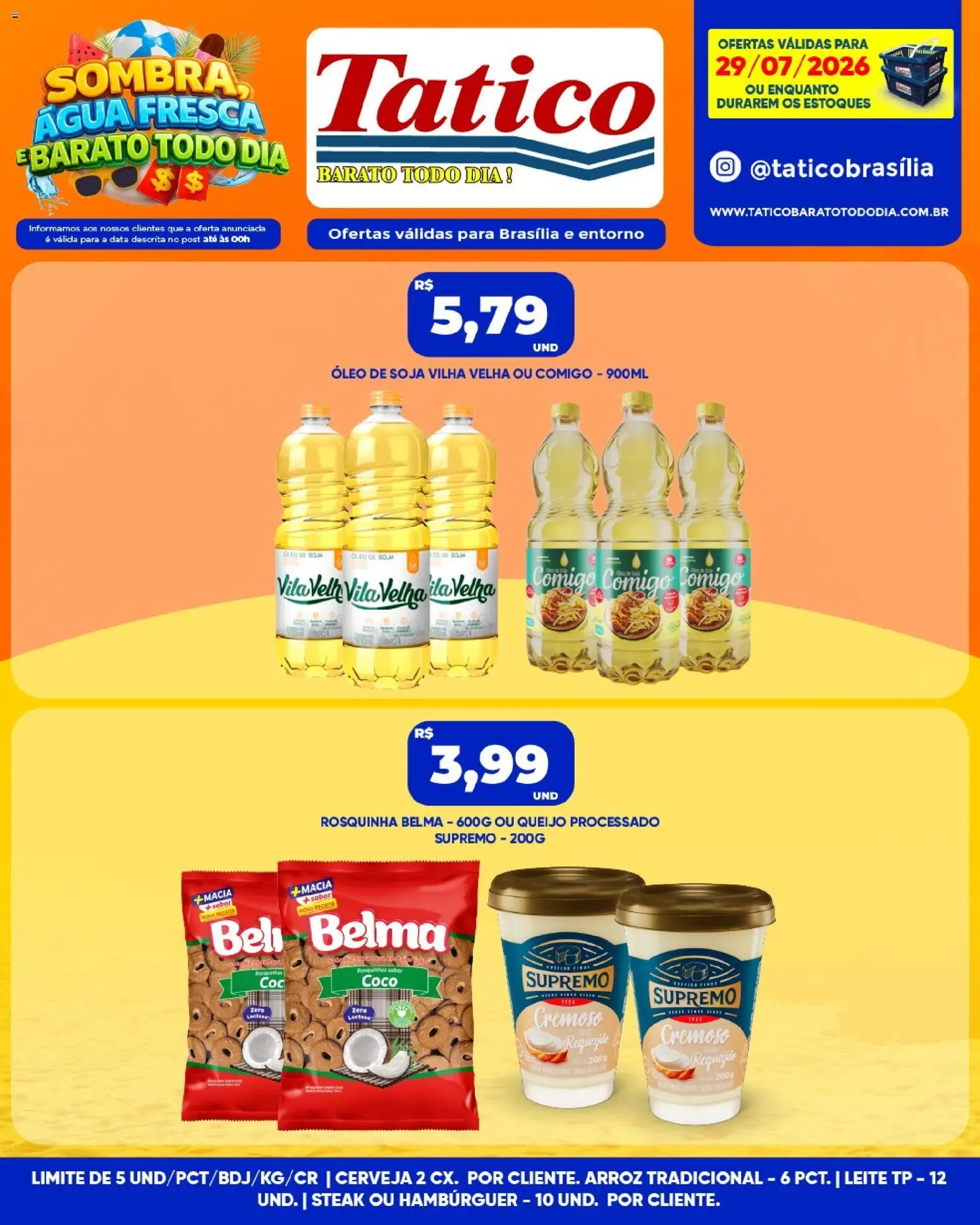 Tatico Folheto - válido de 29/07/2026 | Página: 2 | Produtos: Leite, Óleo, Cerveja, Requeijão