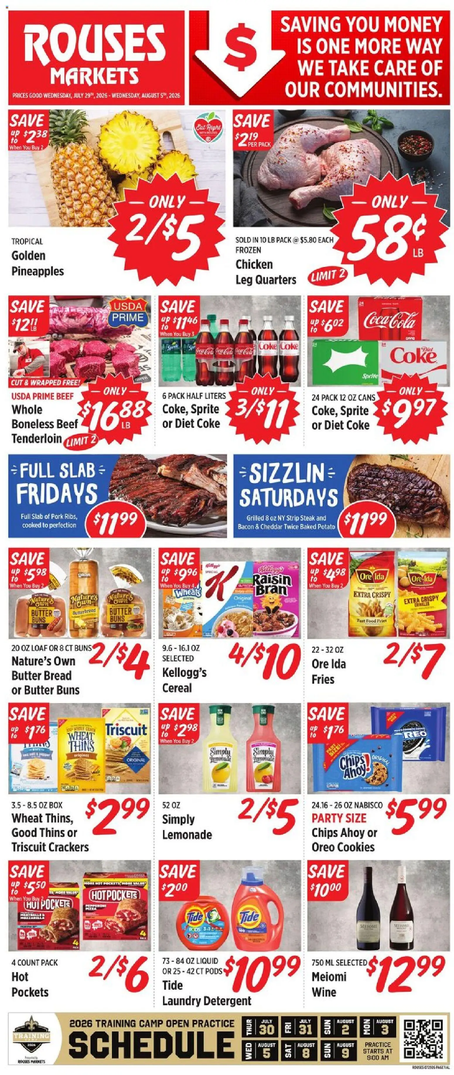 Rouses Weekly Ad - valid from 07/29/2026 | Page: 1 | Products: Box, Butter, Wine, Detergent