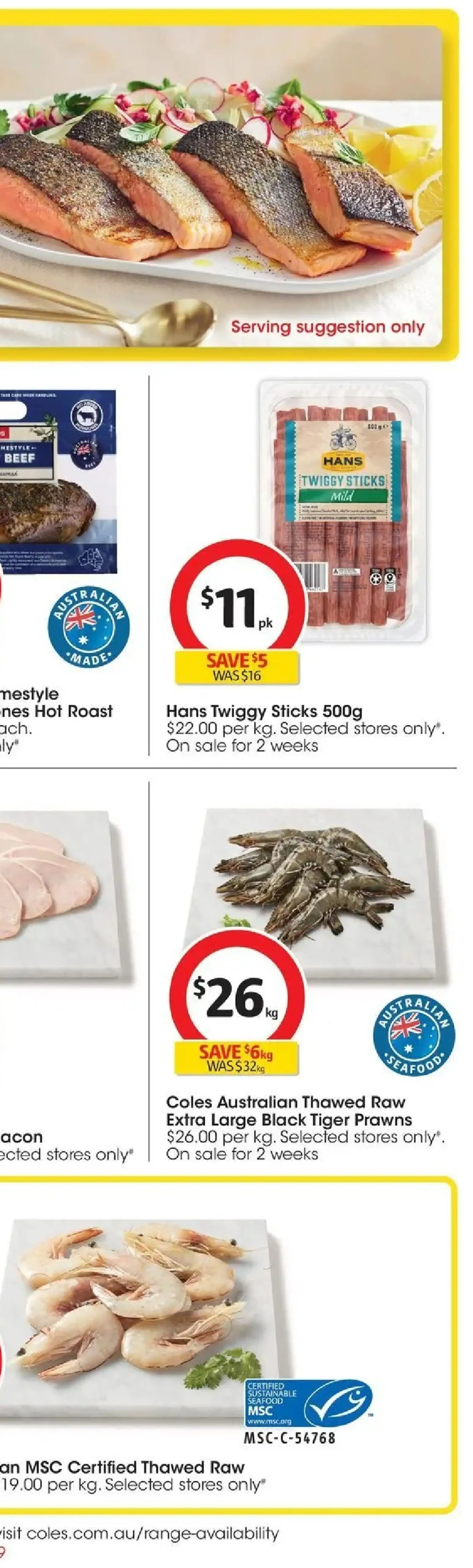 Coles catalogue - valid from 17.06.2026 | Page: 37 | Products: Beef, Prawns, Sustainable, Seafood