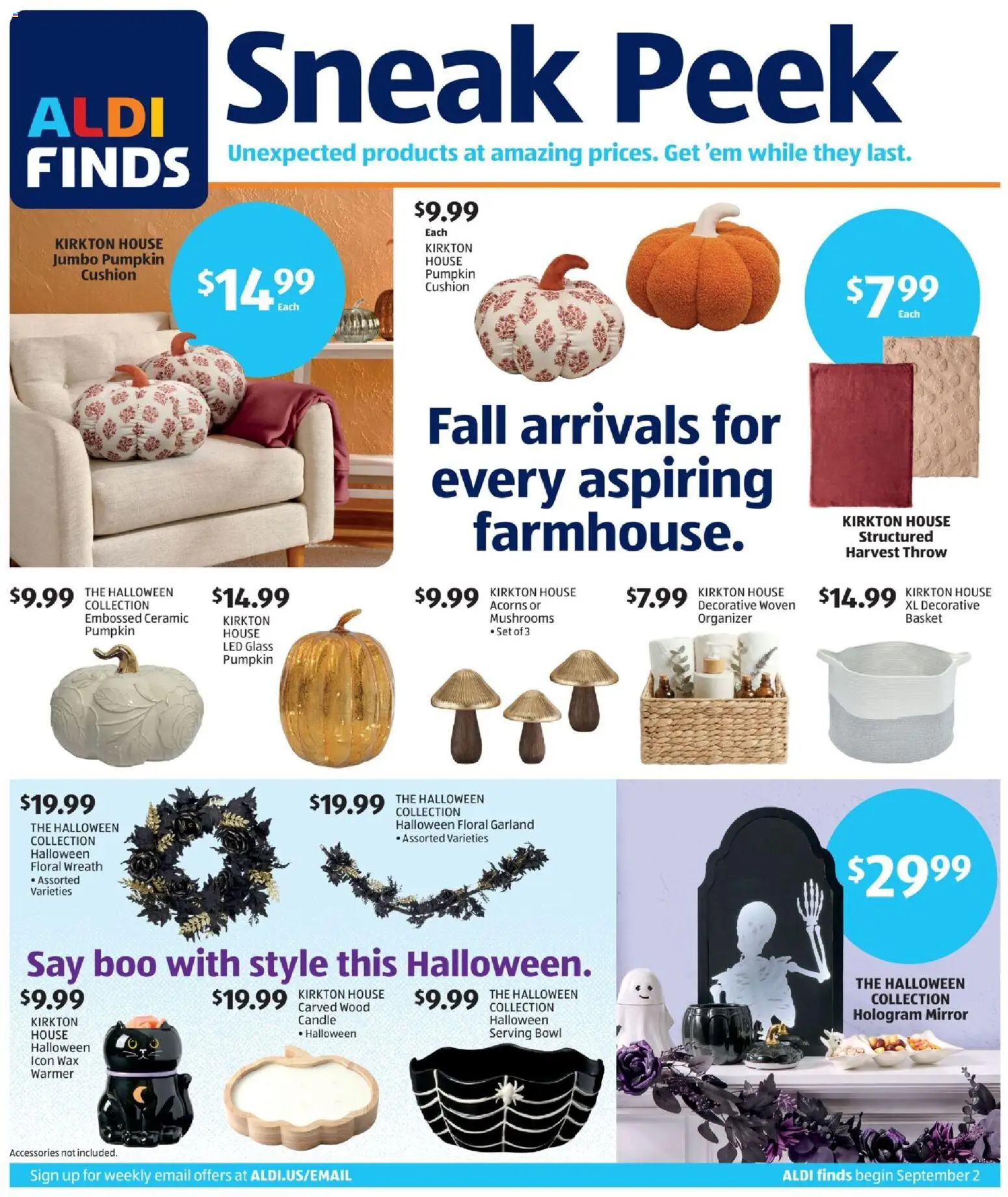 Aldi In Store Ad - valid from 09/02/2026 | Page: 1 | Products: Mushrooms, Basket, Mirror, Cushion