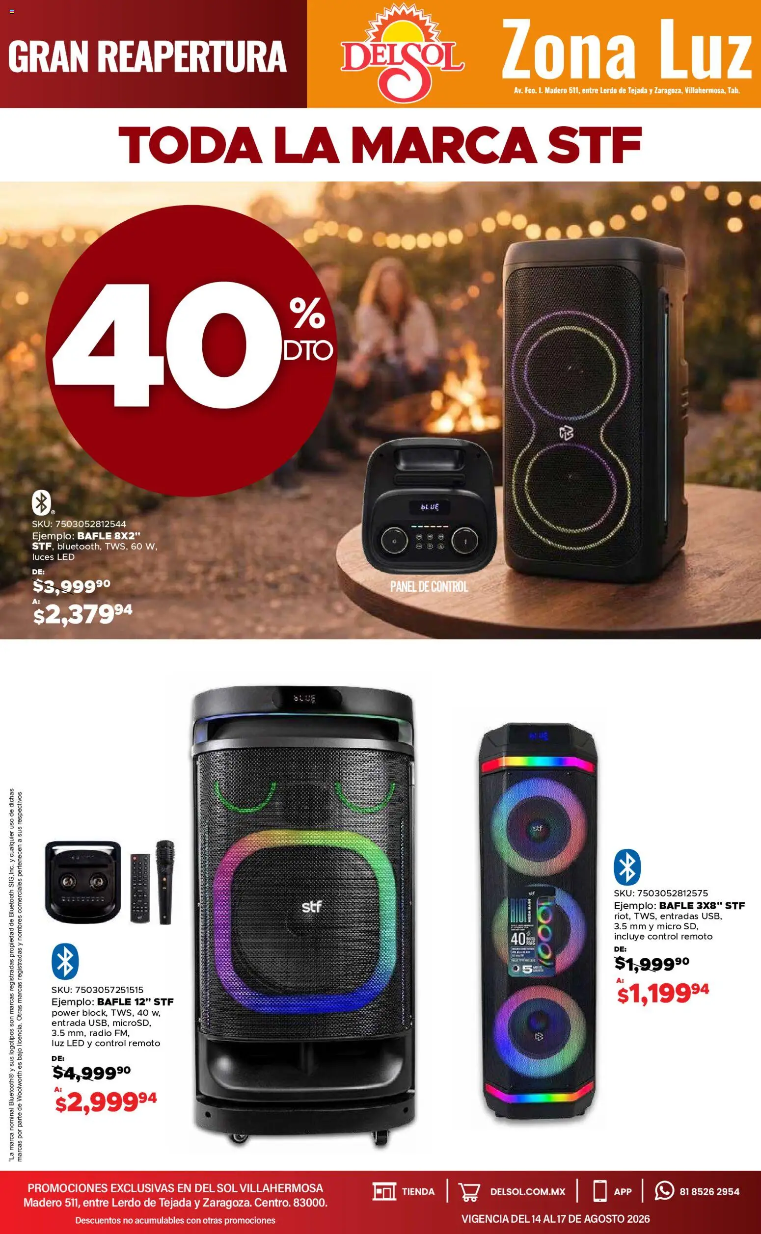 Nuevas ofertas de Del Sol y Woolworth válidas en toda la República Mexicana desde el 14/08/2026. ¡Encuentra las mejores ofertas en Del Sol y Woolworth katalog 4 Días de Grandes Promociones! | Página: 12 | Productos: Luz LED, Radio, Control remoto