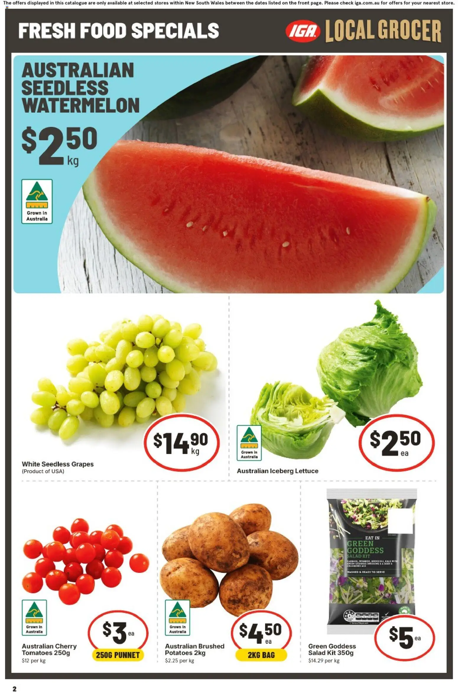 IGA catalogue - valid from 30/09/2026 | Page: 2 | Products: Food, Tomatoes, Iceberg lettuce, Bag