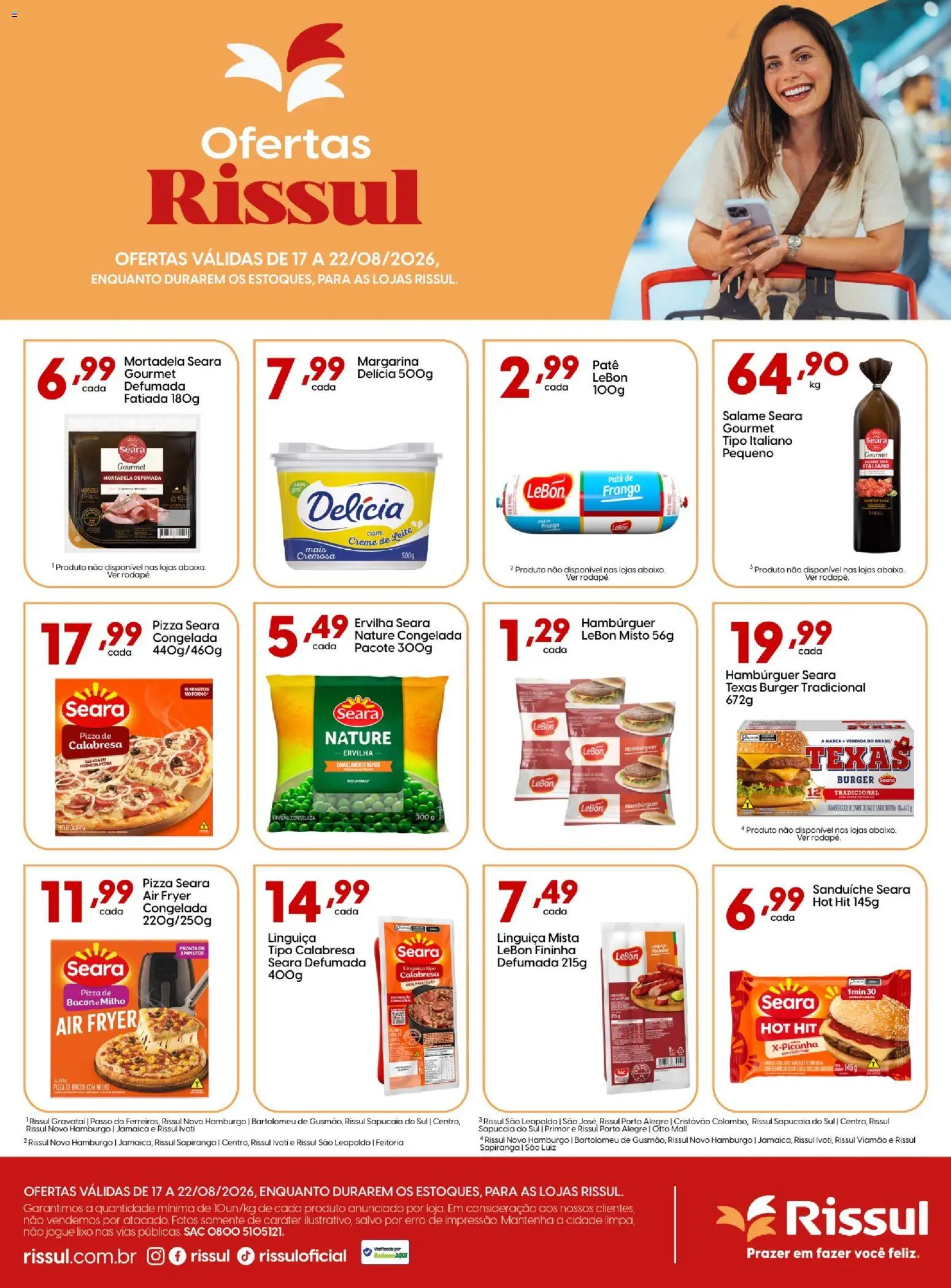 Rissul Folheto - válido de 17/08/2026 | Página: 1 | Produtos: Pizza, Sanduíche, Hambúrguer, Milho