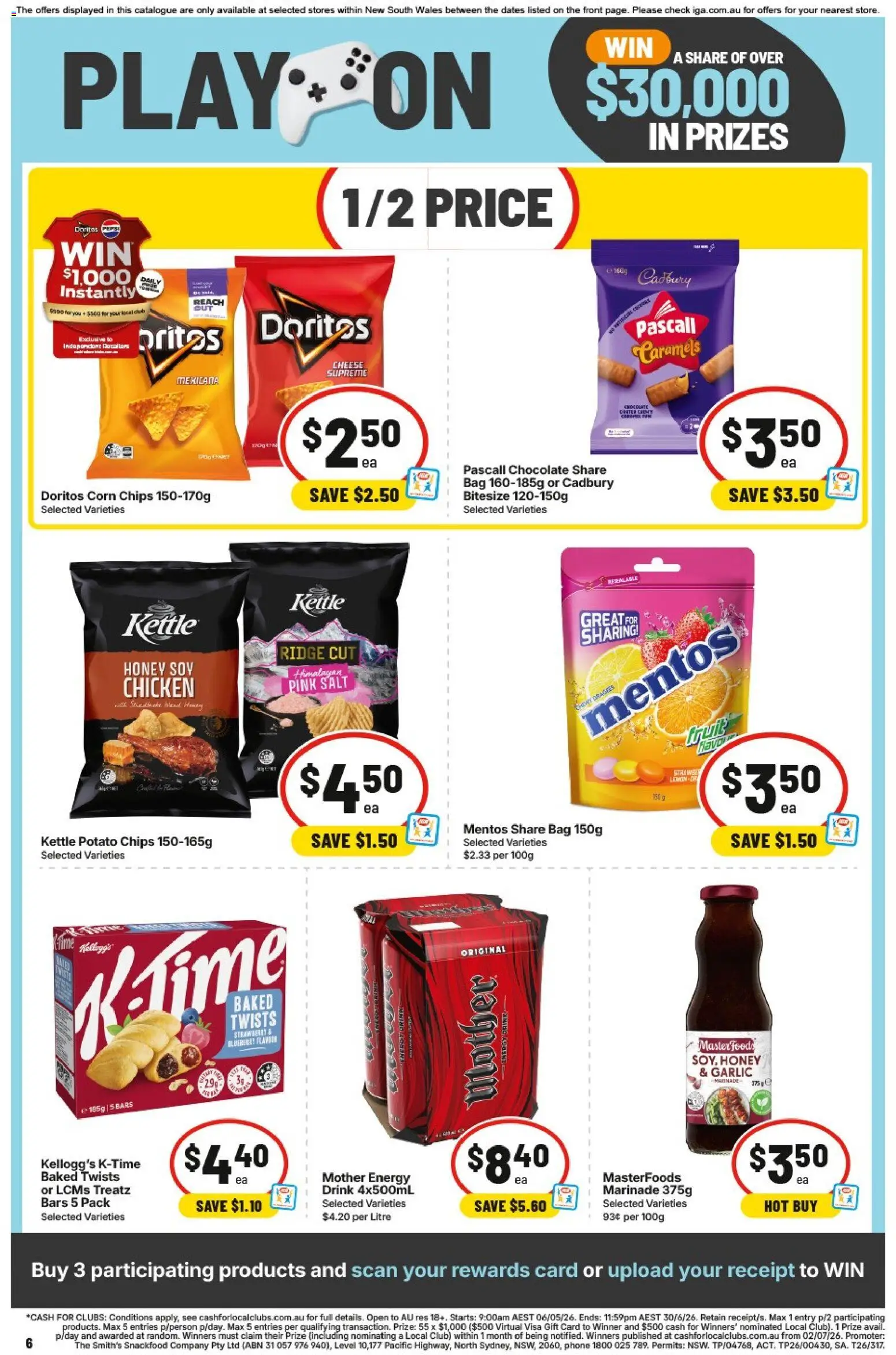 IGA catalogue - valid from 03.06.2026 | Page: 6 | Products: Chocolate, Chicken, Chips, Bag