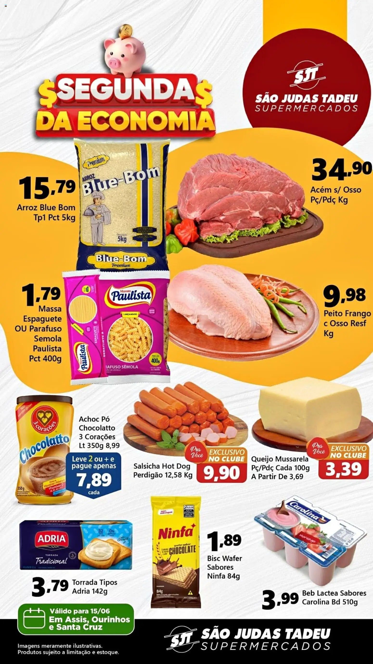 São Judas Tadeu Folheto - válido de 15.06.2026 | Página: 1 | Produtos: Acém, Queijo, Chocolate, Arroz
