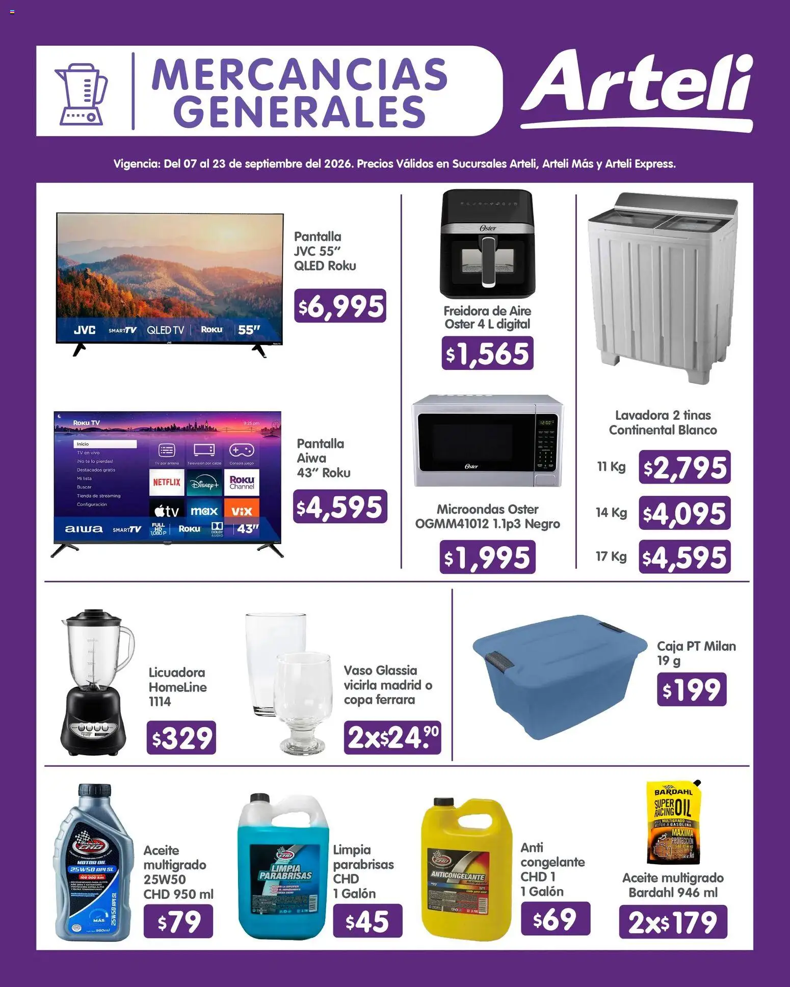 Nuevas ofertas de Arteli válidas en toda la República Mexicana desde el 07/09/2026. ¡Encuentra las mejores ofertas en Arteli folleto Quincenal! | Página: 15 | Productos: Audio, Licuadora, Freidora, Antena
