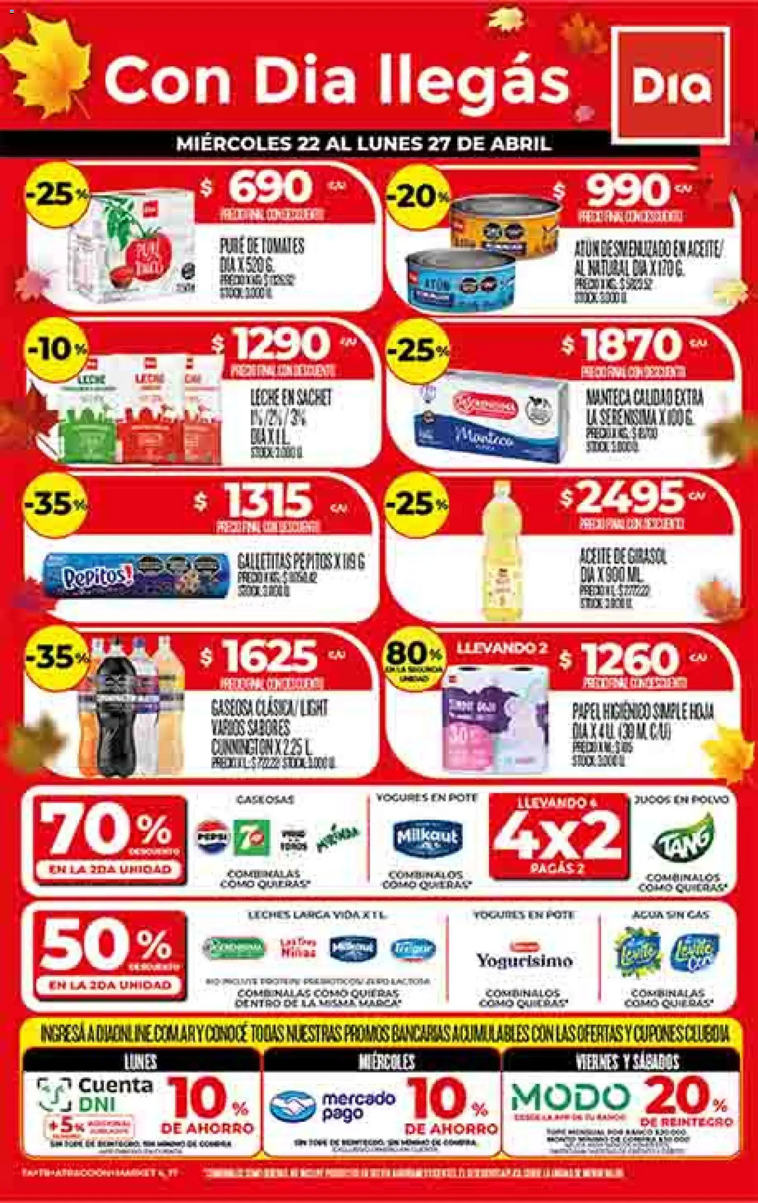 Supermercado DIA Ofertas │ válido desde el 22.04.2026 | Página: 1 | Productos: Galletitas, Polvo, Gaseosa, Manteca