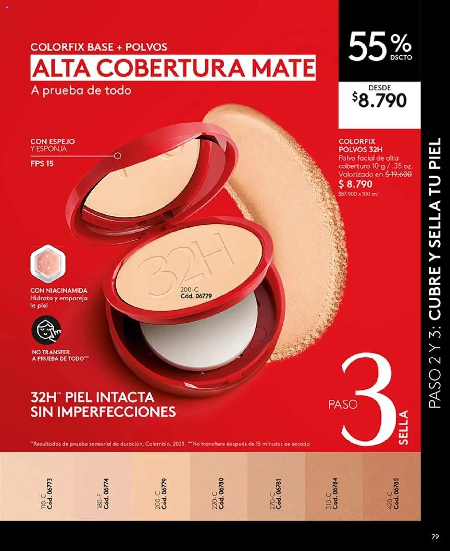 Catálogo Ésika Campaña 13 │ válido desde el 25.07.2026 | Página: 79 | Productos: Esponja, Polvo, Mate, Base