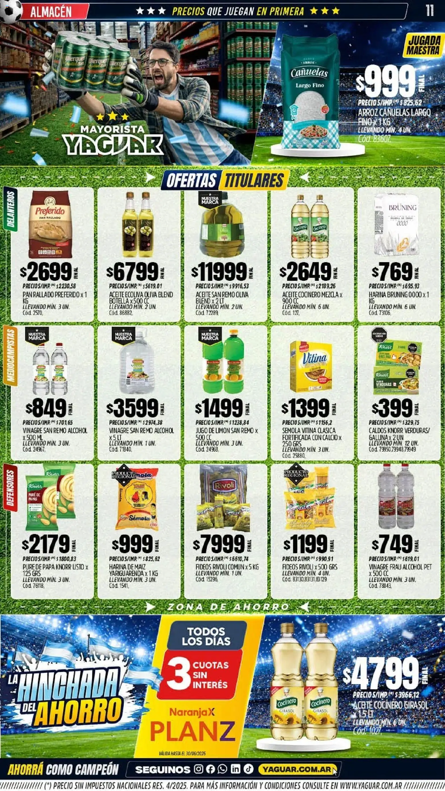 Yaguar - Oferta Semanal Jujuy │ válido desde el 08.06.2026 | Página: 11 | Productos: Botella, Aceite, Jugo, Pan rallado