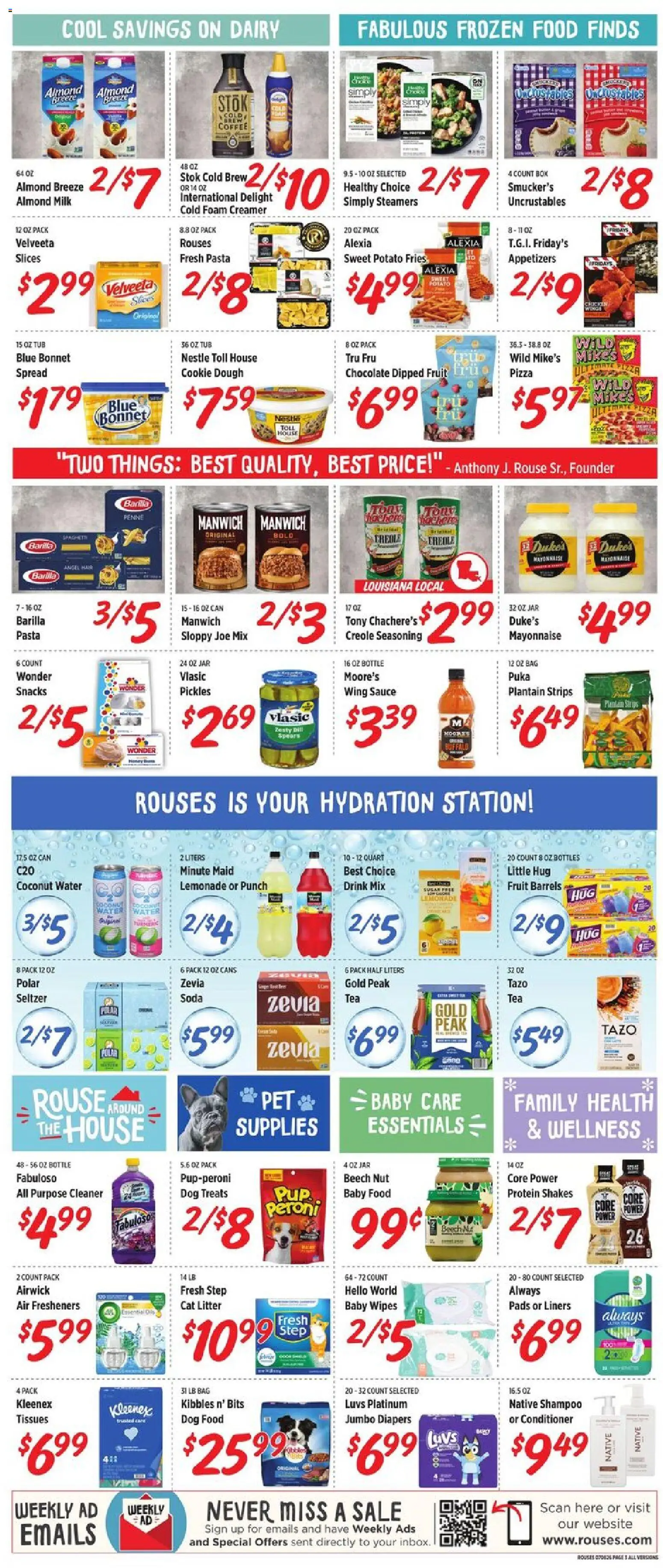 Rouses Weekly Ad - valid from 07/08/2026 | Page: 5 | Products: Shampoo, Conditioner, Coffee, Pizza