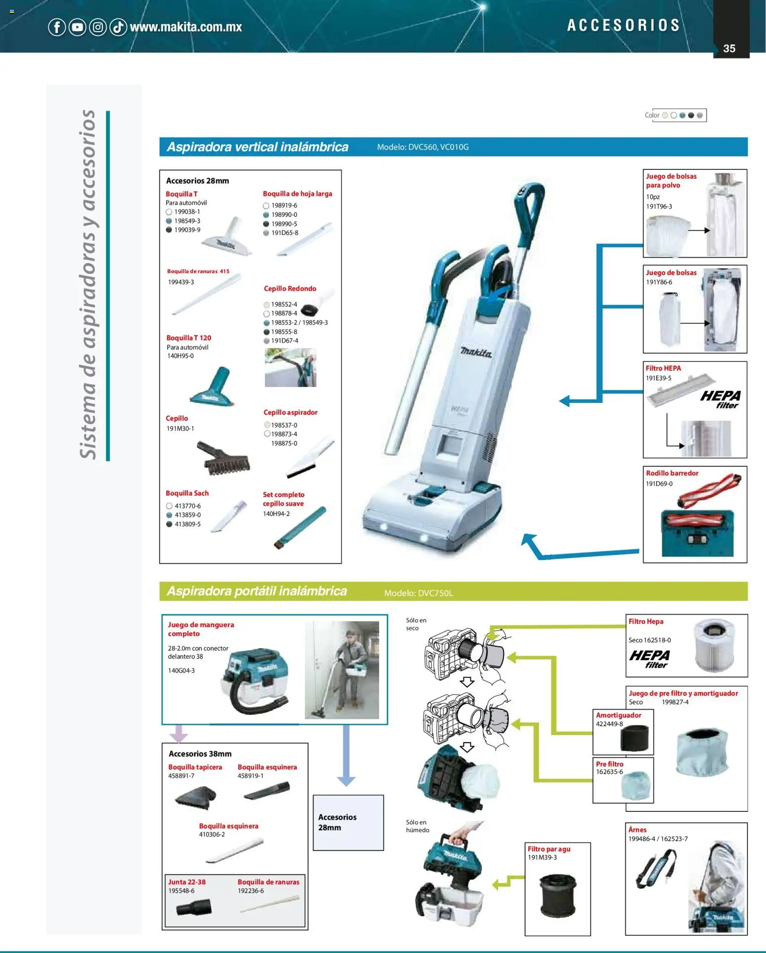 Nuevas ofertas de Makita válidas en toda la República Mexicana desde el 01/12/2025. ¡Encuentra las mejores ofertas en Makita catálogo Aspiradoras! | Página: 35 | Productos: Manguera, Aspiradora vertical, Juego, Polvo