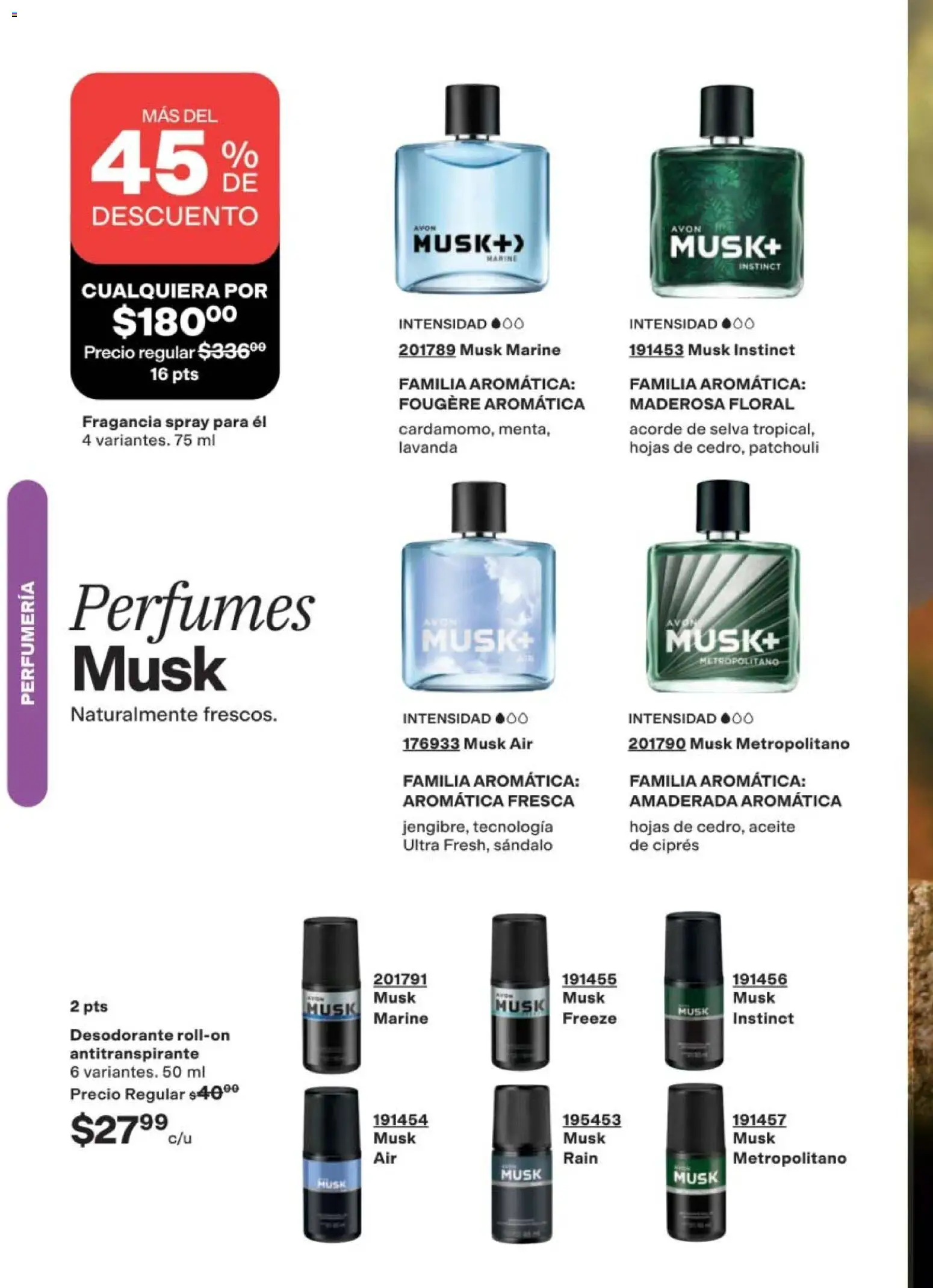 Nuevas ofertas de AVON válidas en toda la República Mexicana desde el 02.04.2026. ¡Encuentra las mejores ofertas en AVON campaña 6 2026! | Página: 126 | Productos: Desodorante, Antitranspirante, Aceite, Fragancia