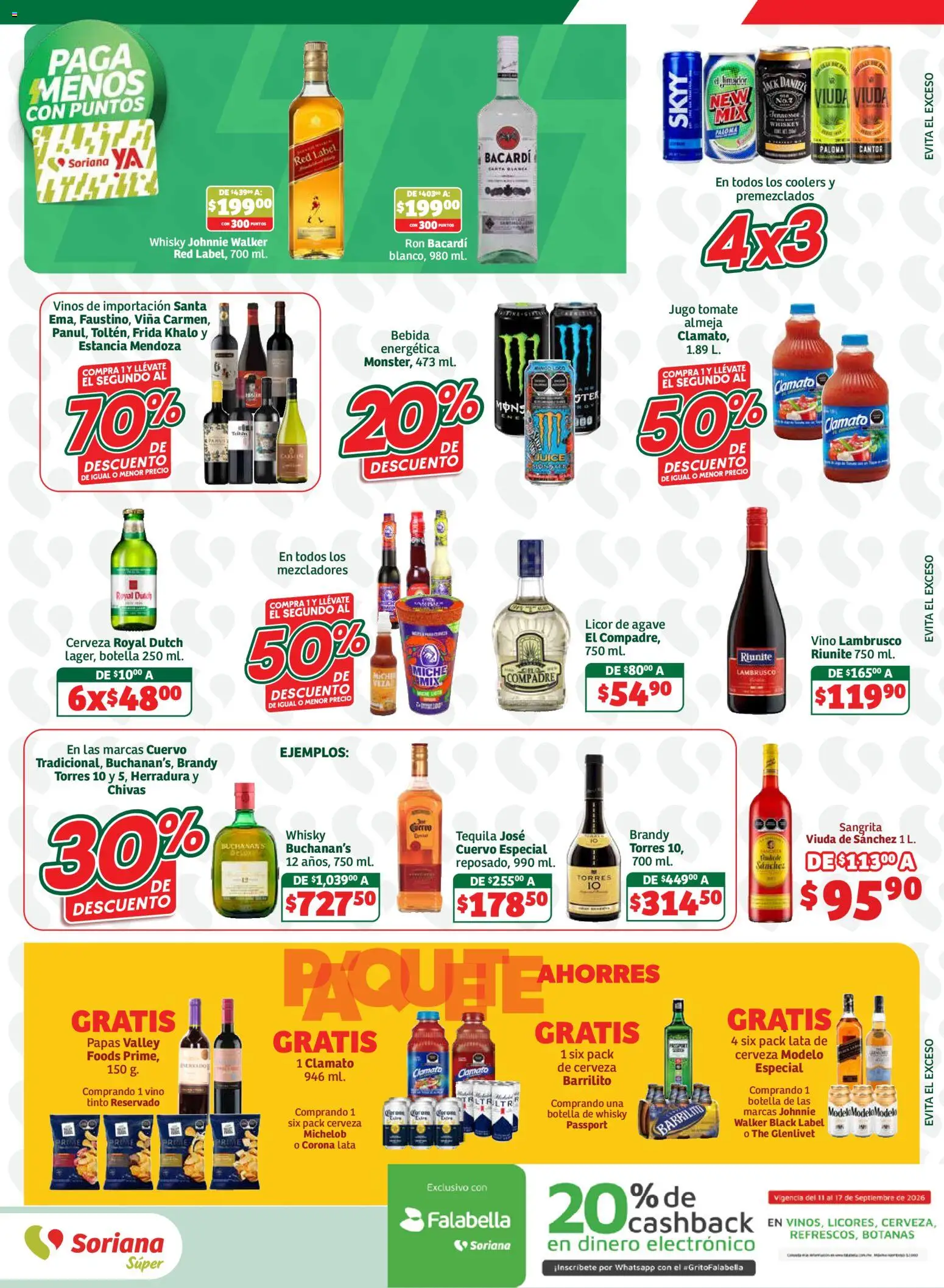 Nuevas ofertas de Soriana válidas en toda la República Mexicana desde el 11/09/2026. ¡Encuentra las mejores ofertas en Soriana Súper - En México oferta se dice Soriana Súper Nacional! | Página: 5 | Productos: Whiskey, Tequila, Agave, Vino
