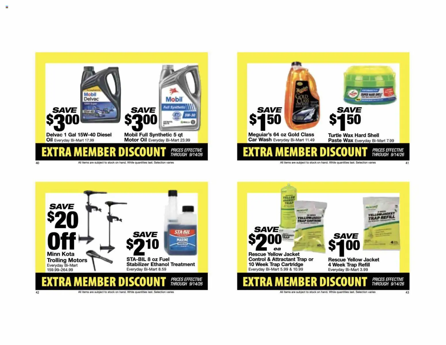 Bi-Mart Extra Member Discount Book - valid from 08/24/2026 | Page: 12 | Products: Oil, Jacket, Motor Oil