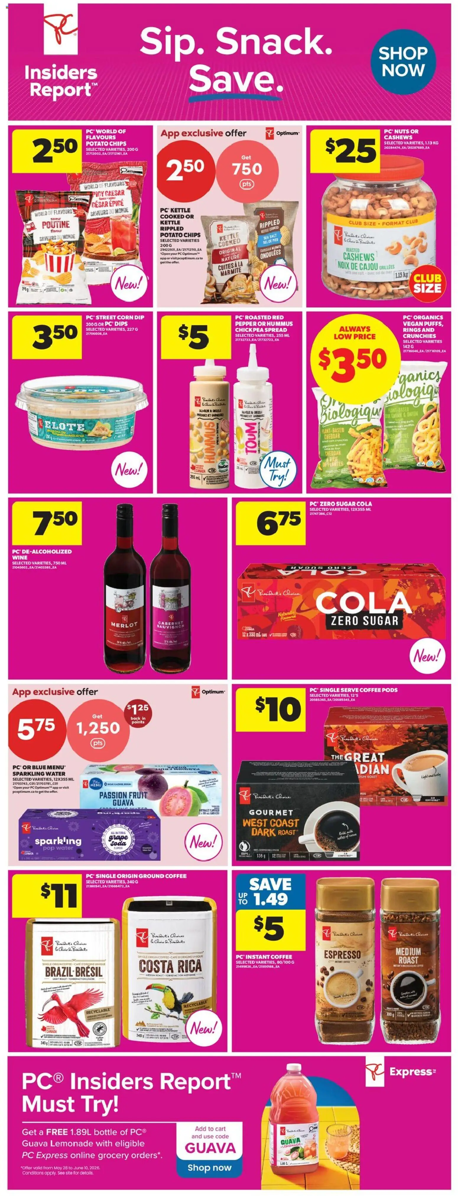 Real Canadian Superstore flyer valid from 28.05.2026 | Page: 10 | Products: Cream, Kettle, Coffee, Wine