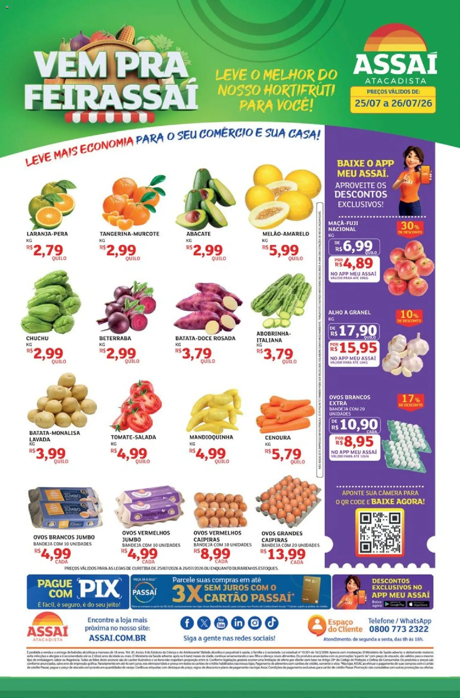 Assaí Atacadista Folheto - válido de 25/07/2026 | Página: 1 | Produtos: Abobrinha, Beterraba, Mandioquinha, Bandeja