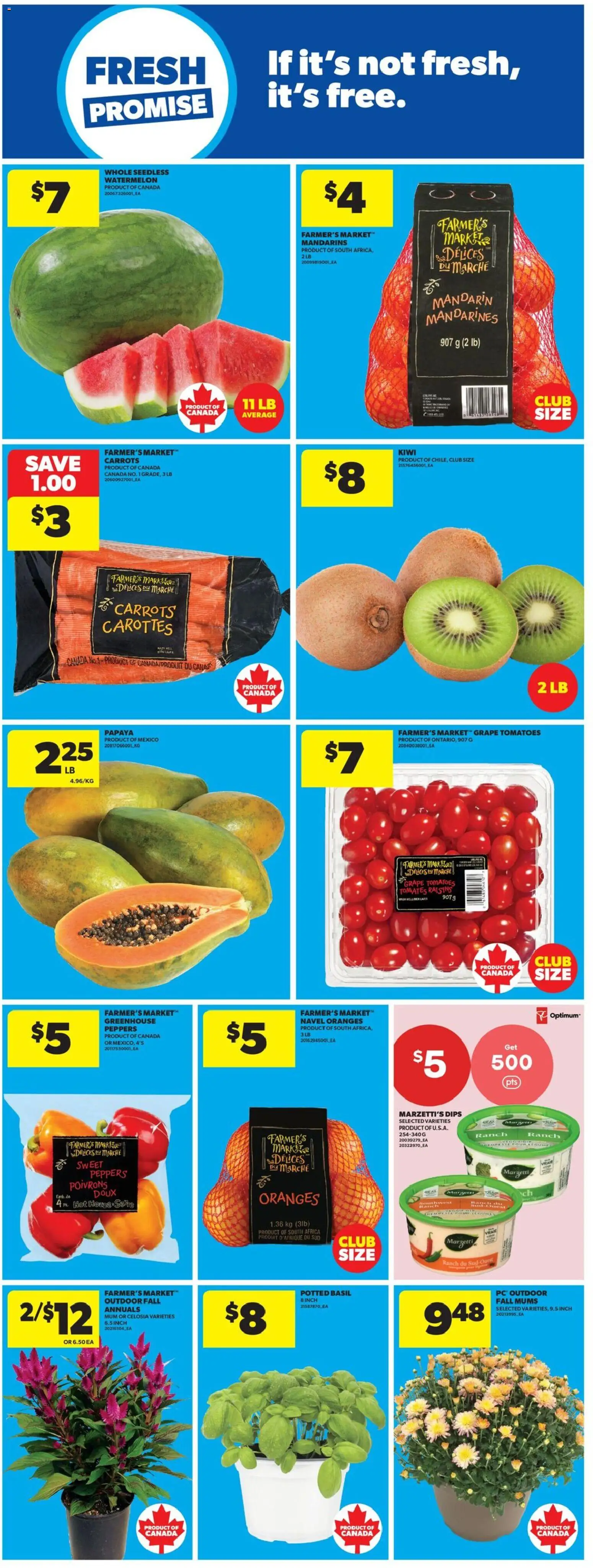 Real Canadian Superstore flyer valid from Aug 20, 2026 | Page: 12 | Products: Kiwi, Carrots, Raisins, Tomatoes