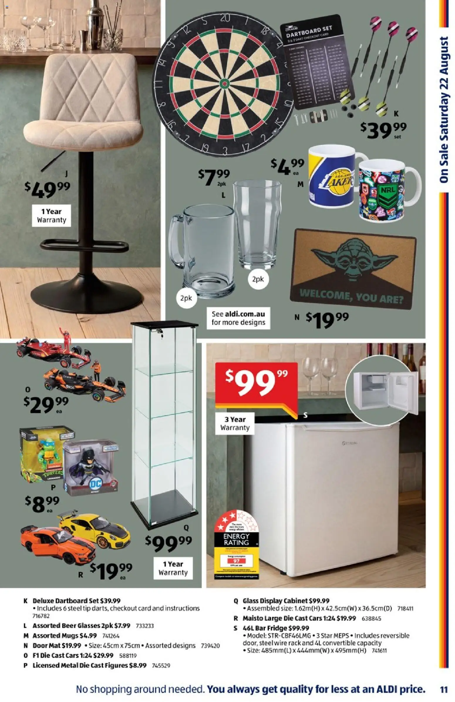 Aldi catalogue - valid from 19/08/2026 | Page: 11 | Products: Cabinet, Beer, Glasses, Fridge