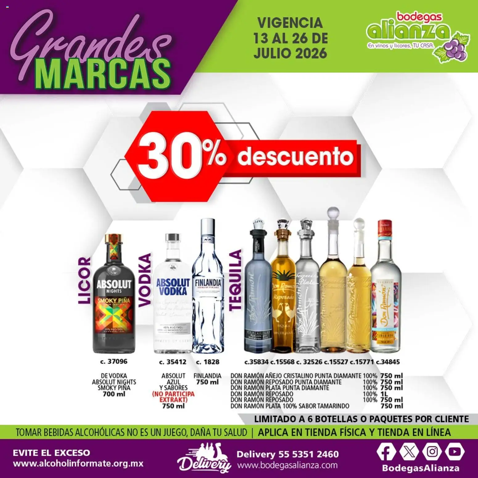 Nuevas ofertas de Bodegas Alianza válidas en toda la República Mexicana desde el 13/07/2026. ¡Encuentra las mejores ofertas en Bodegas Alianza catálogo Grandes Marcas! | Página: 3 | Productos: Piña, Tequila, Vodka