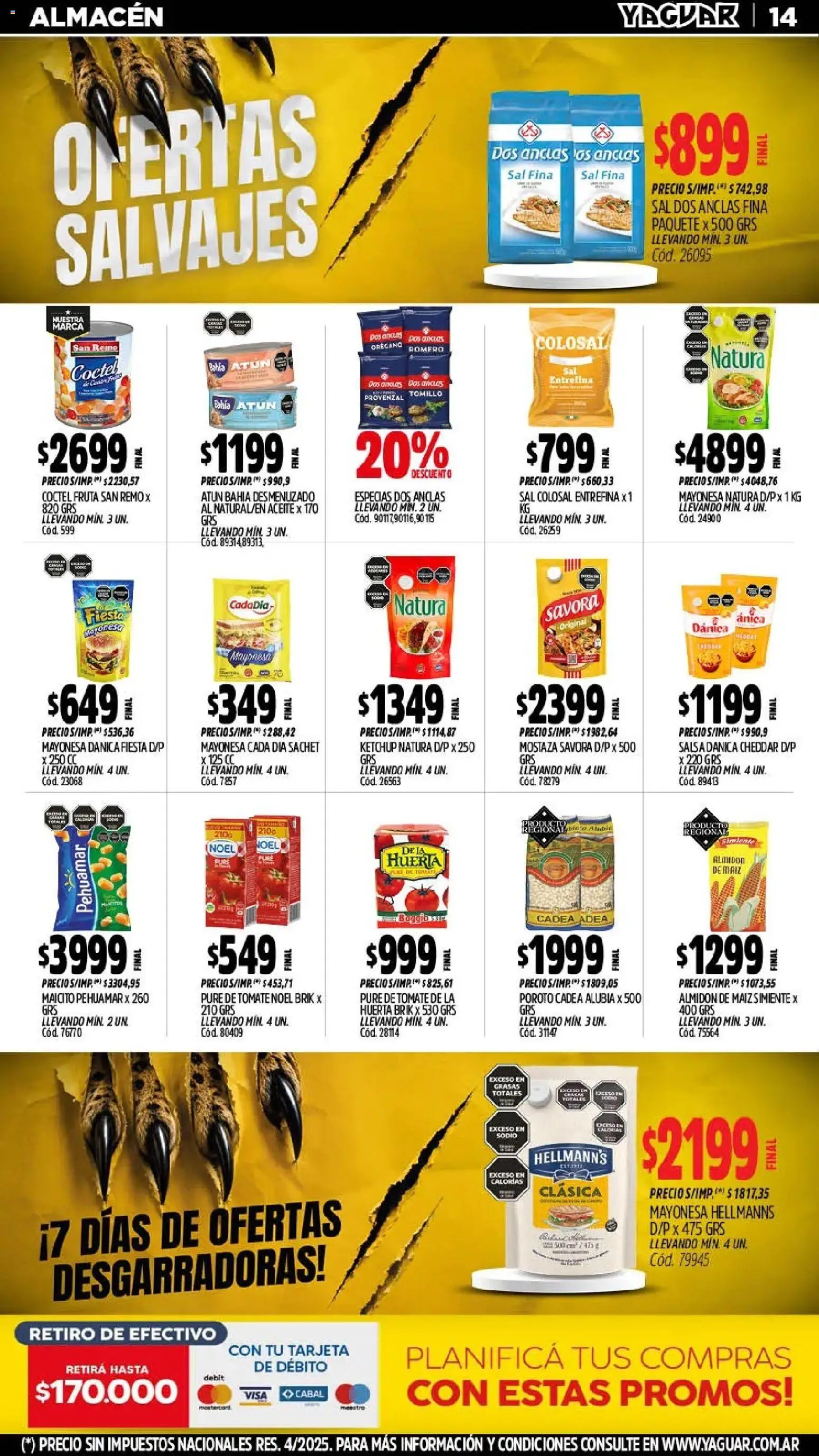 Yaguar - Oferta Semanal Neuquen │ válido desde el 03/08/2026 | Página: 15 | Productos: Mayonesa, Mostaza, Sal, Pure de Tomate